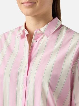 Camicia Brigitte in cotone a righe rosa con ricamo Sport Club<BR/> BRIG001 00897L MC2 SAINT BARTH