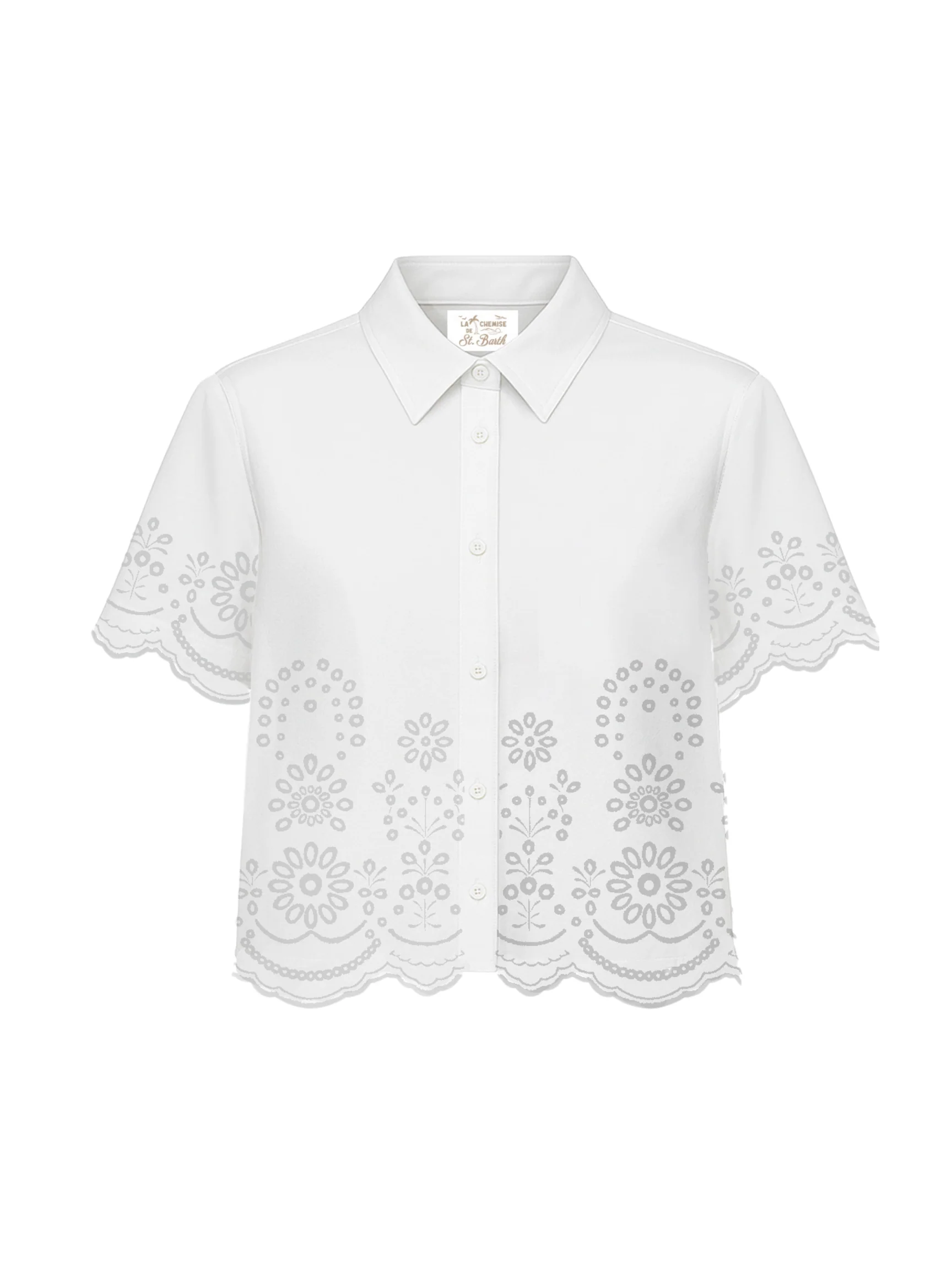 Camicia "Clementine" Saint Barth bianco con inserti in pizzo tono su tono CEM0001 01315L MC2 SAINT BARTH