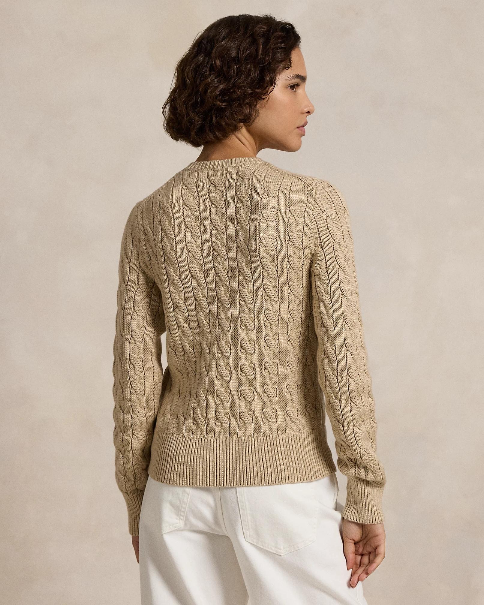 Cardigan a girocollo in cotone a trecce