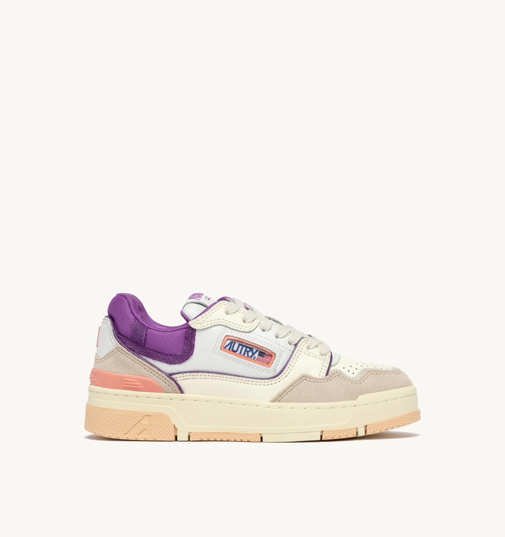 SNEAKERS CLC LOW IN PELLE E SUEDE BIANCO SAND E DEWBERRY<BR/> ROLW MC12 AUTRY ACTION SHOES