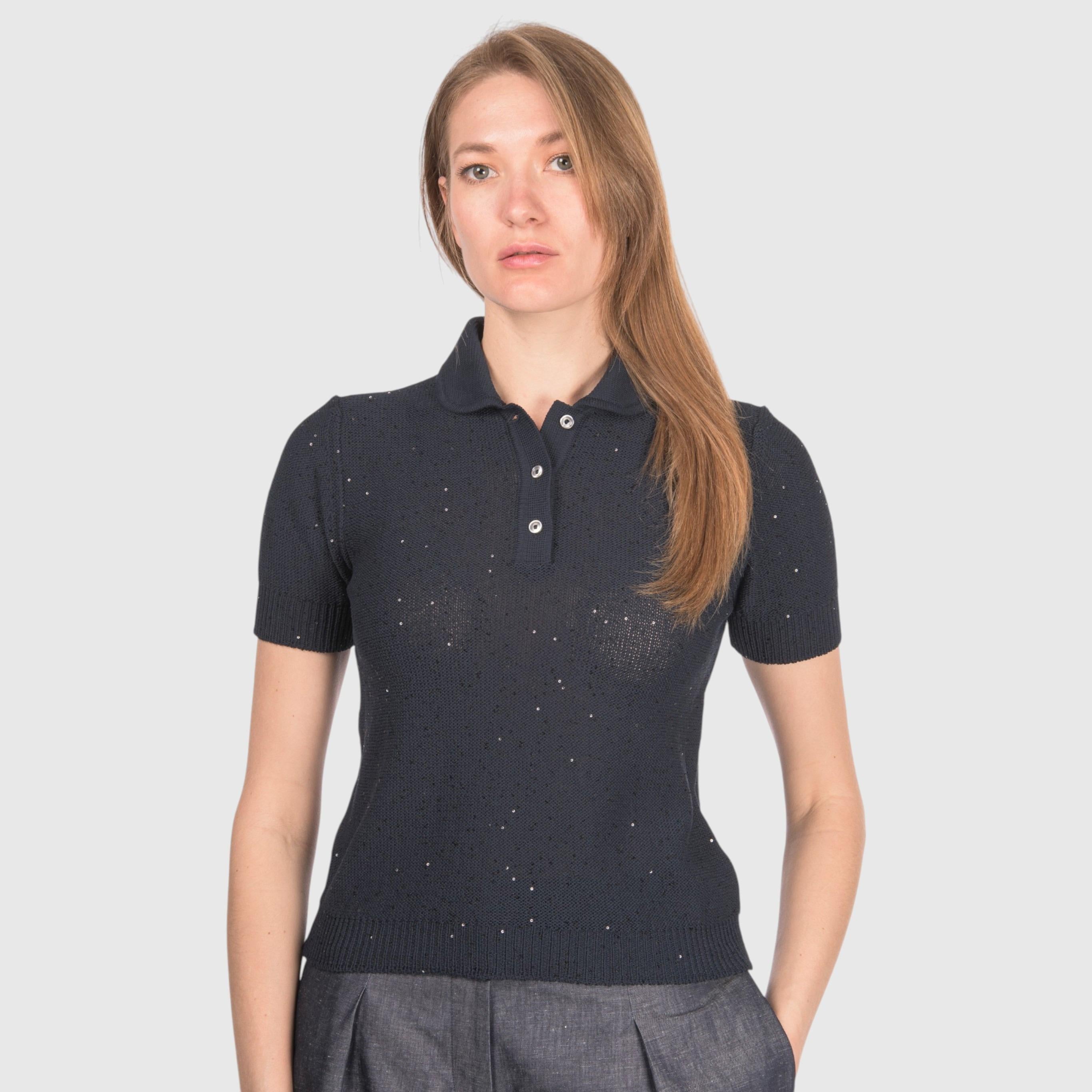 Polo in maglia con paillettes 1323332430 599 GRAN SASSO
