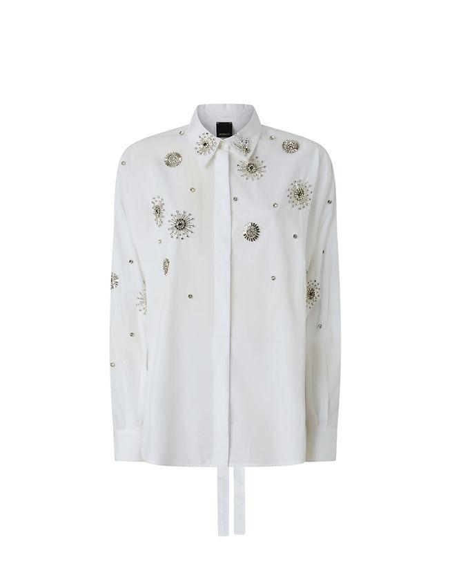 Camicia Pinko Carley bianca strass 106225A31W Z04 PINKO