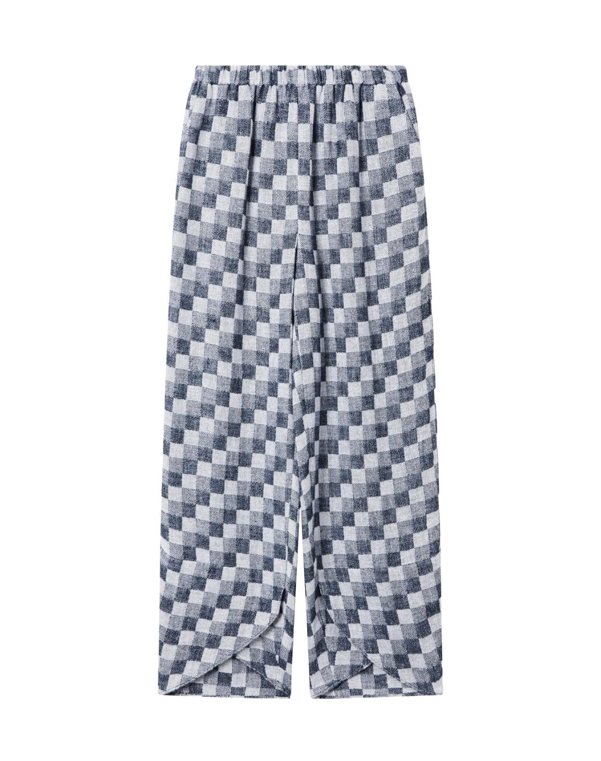 Pantaloni in jaquard a quadriI misto lino EW003348AF22444 FB455 ARMANI