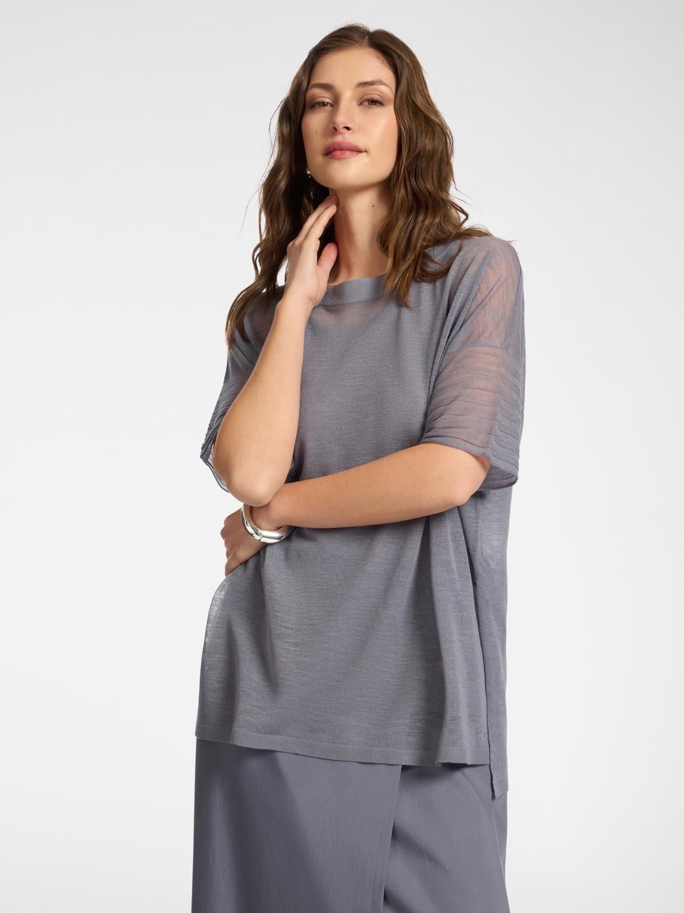 Maglia girocollo misto lino<BR/> M609Z000758N 23 ELENA MIRO