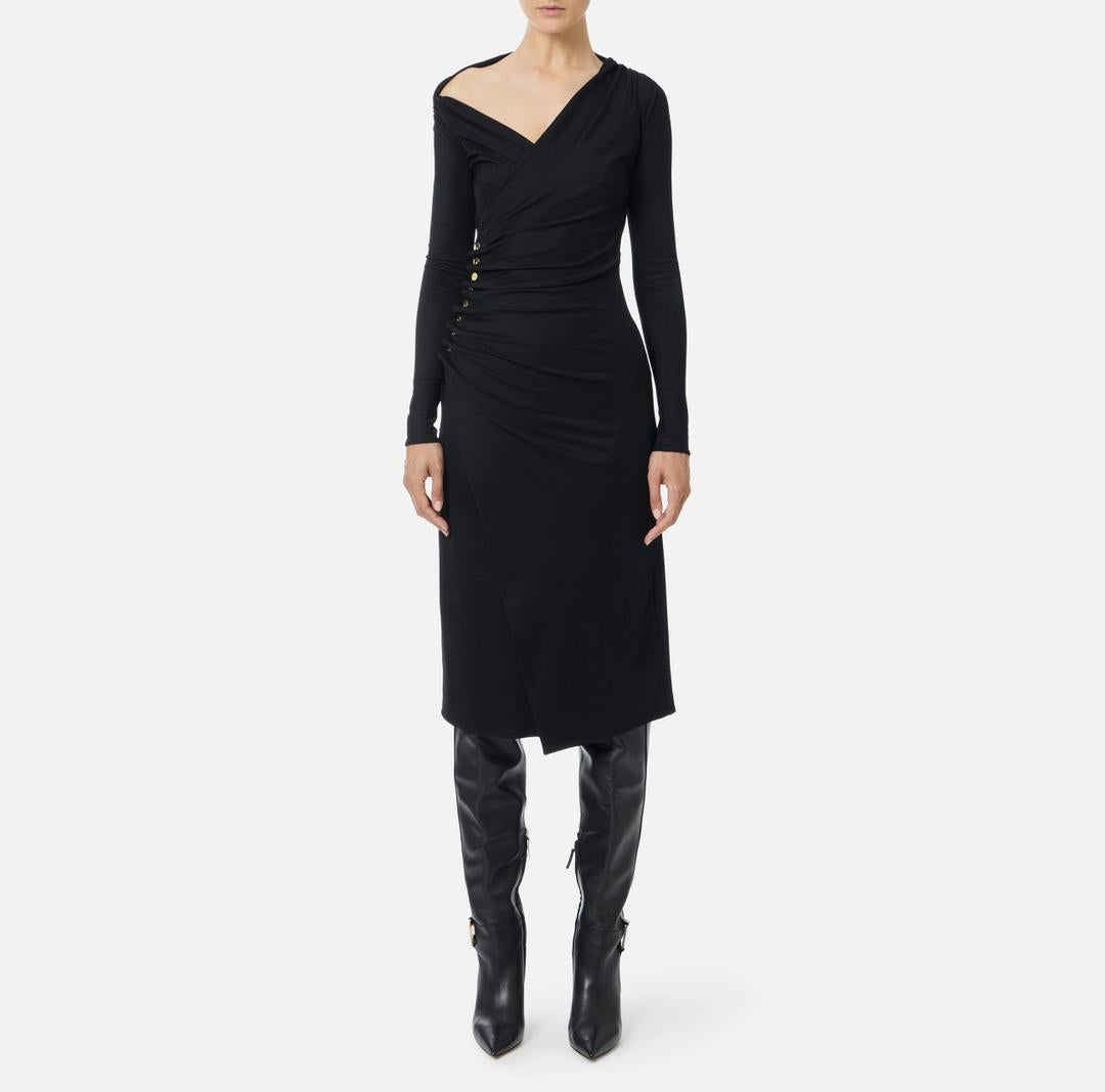 Abito in jersey con bottoni gioiello<BR/> AB82257E2 110 ELISABETTA FRANCHI