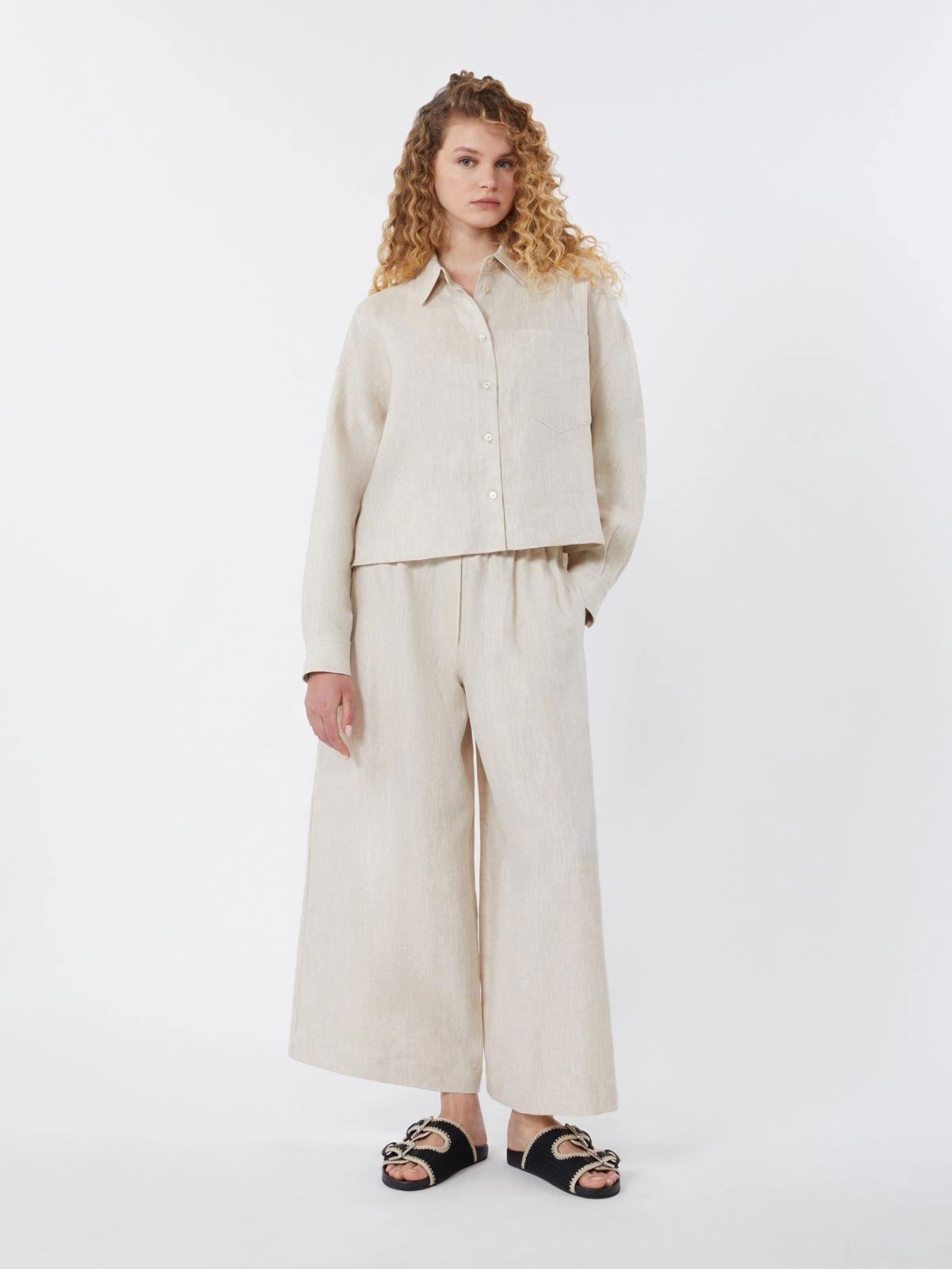 Pantalone ampio in lino - ECRU<BR/> WKDFELINO 023 WEEKEND