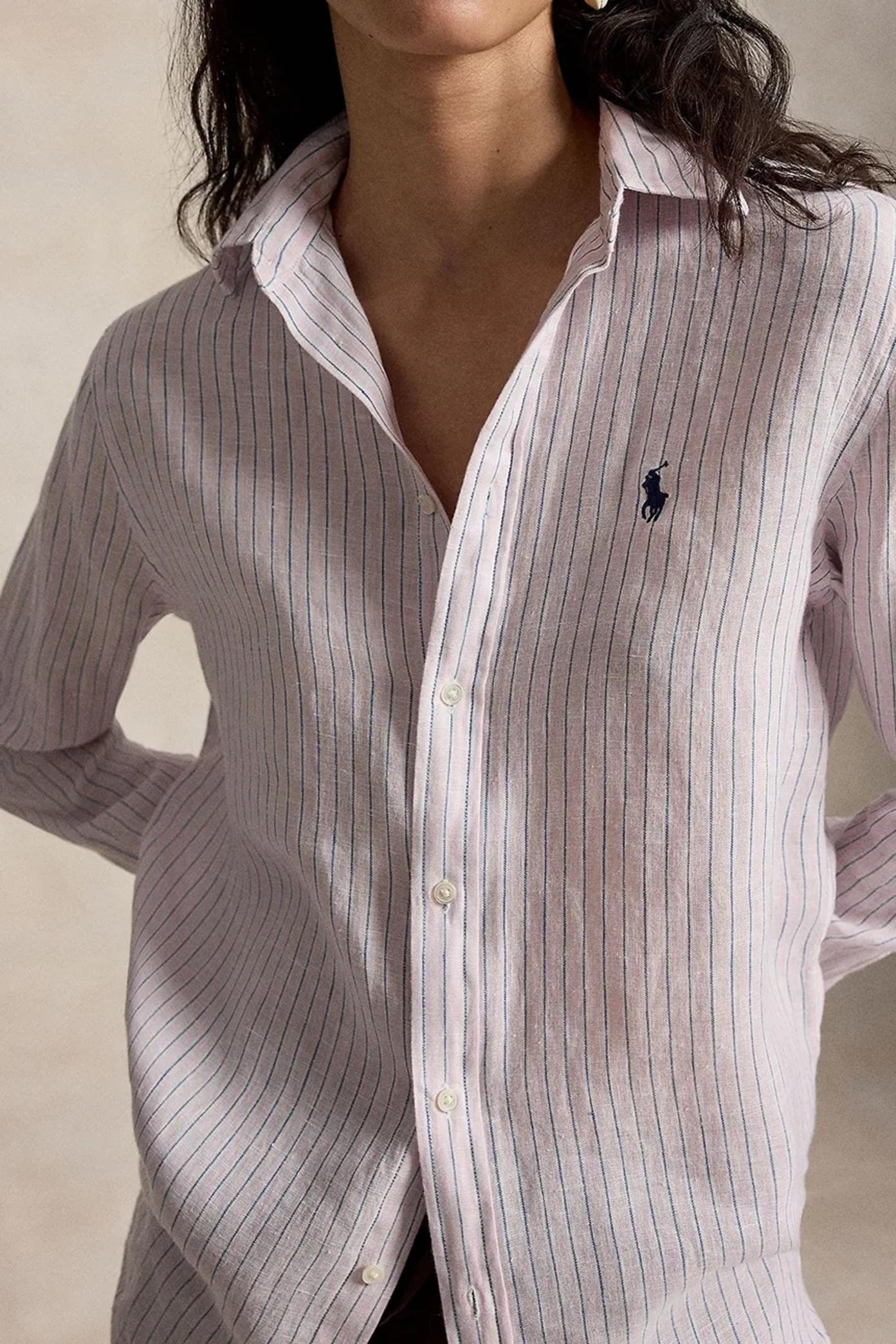 Camicia donna in lino a righe 211A96158 011 RALPH LAUREN