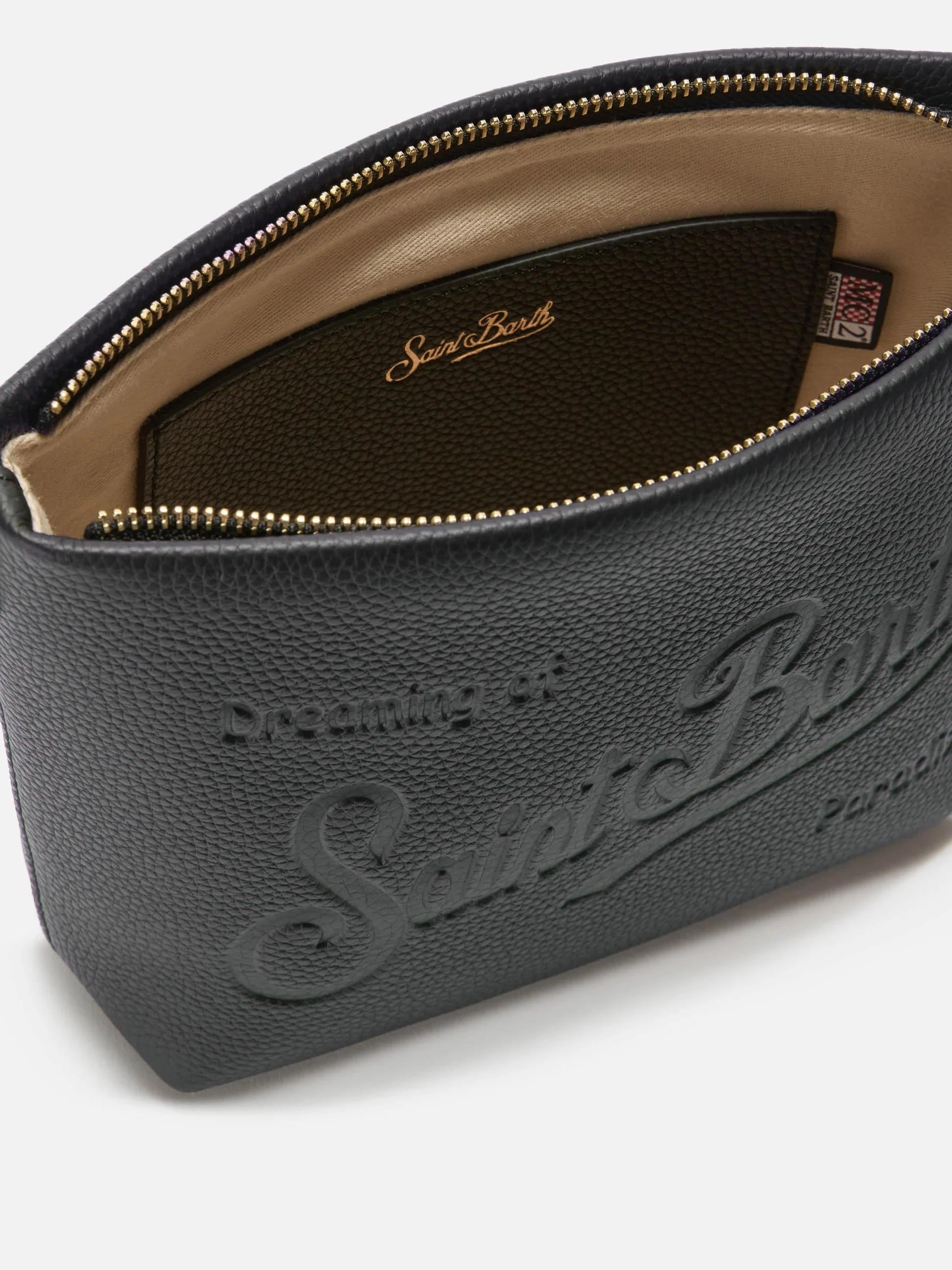 Borsa a spalla Aline Bag in pelle martellata nera ALI0034 00748I MC2 SAINT BARTH