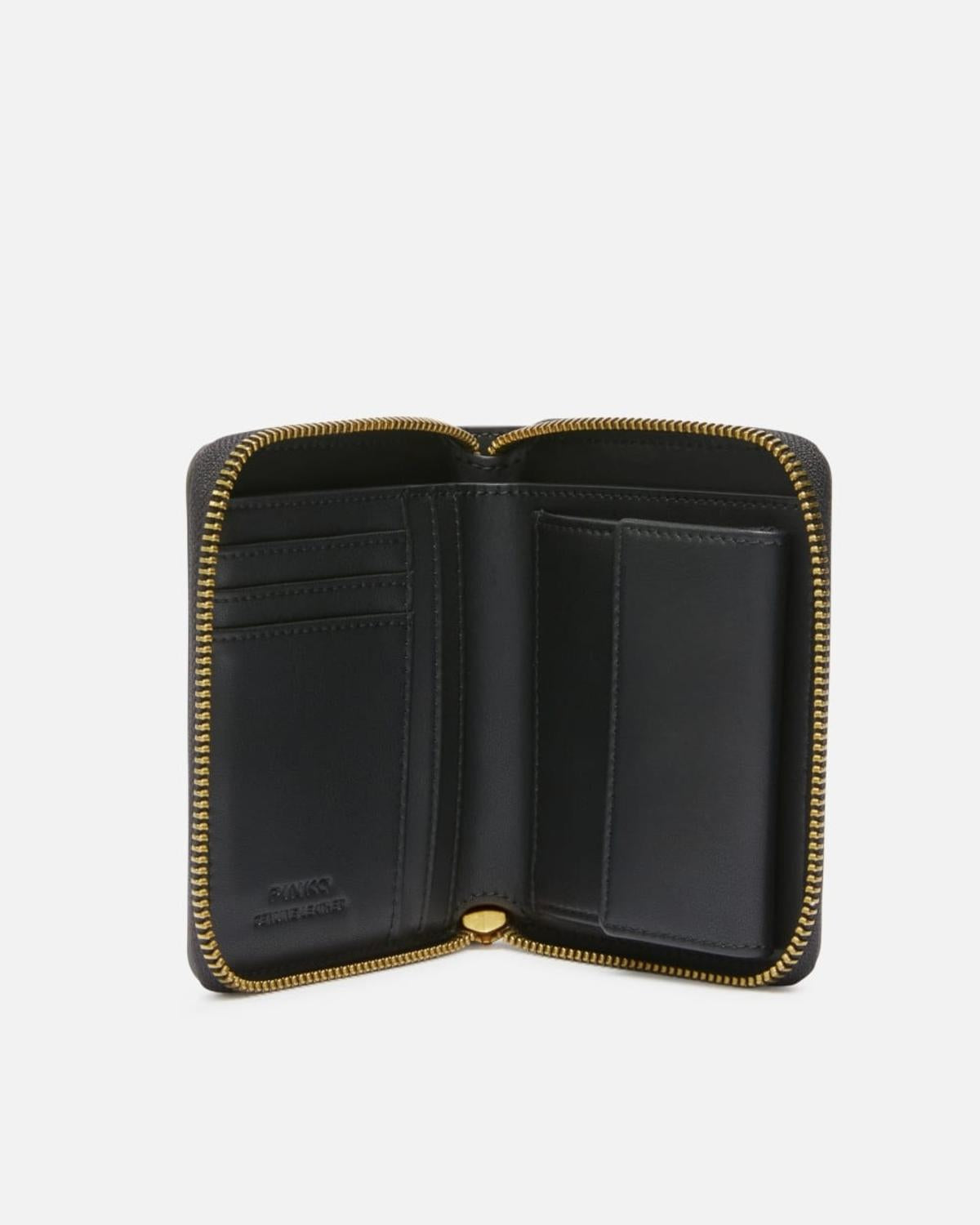 Portafoglio quadrato zip-around in pelle