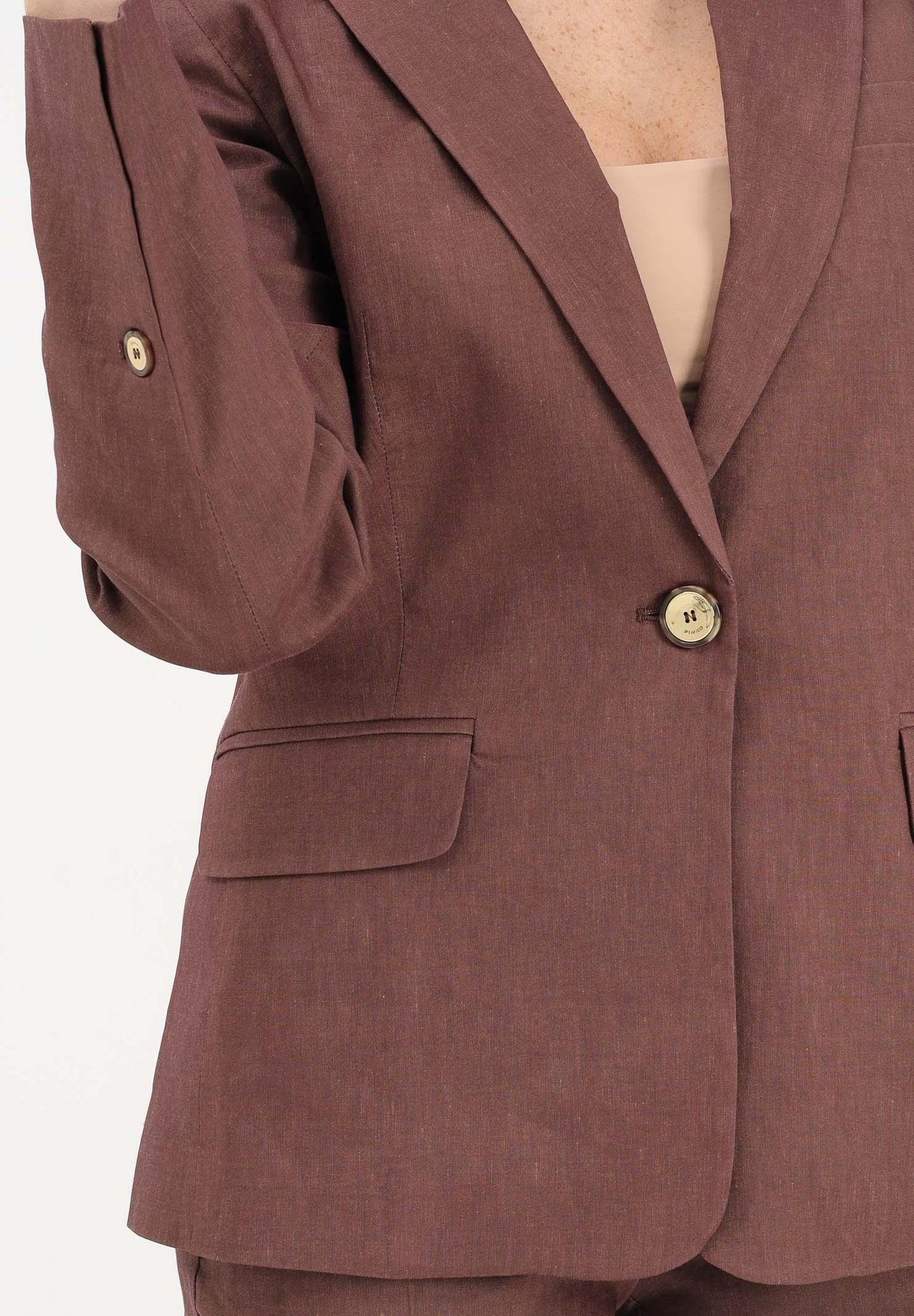 Giacca monopetto marrone da donna 106597A34I L78 PINKO
