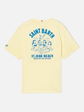 T-shirt Portland gialla con illustrazione St. Jean Beach<BR/> PRL0002 00318L MC2 SAINT BARTH