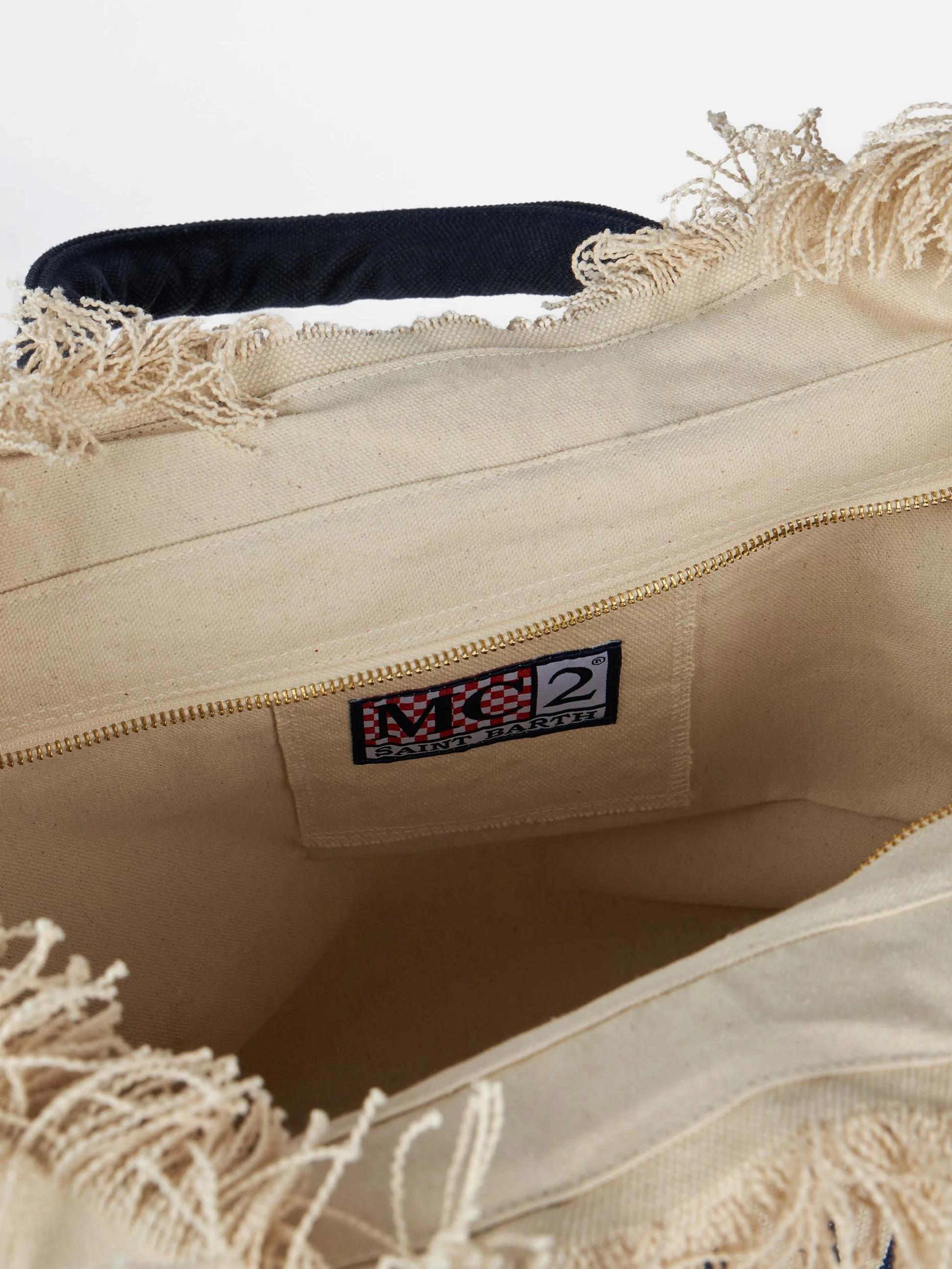 Borsa a spalla Vanity in canvas di cotone off-white<BR/> VANI001 02564L MC2 SAINT BARTH