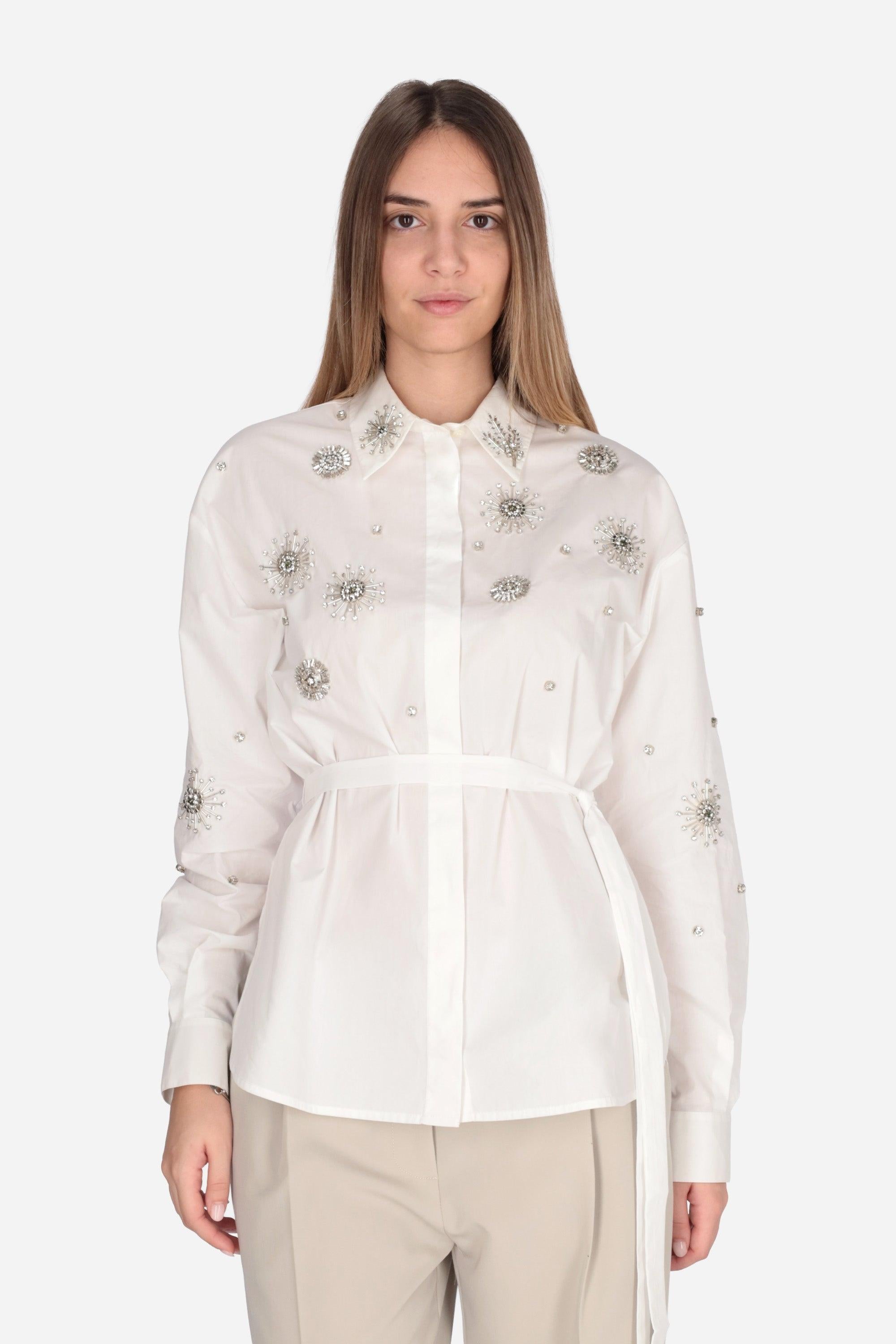 Camicia Pinko Carley bianca strass 106225A31W Z04 PINKO
