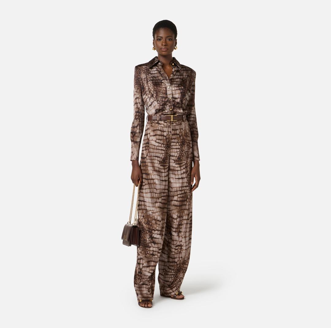 Pantaloni in jersey leggero con stampa alligatore PA16261E2 644 ELISABETTA FRANCHI