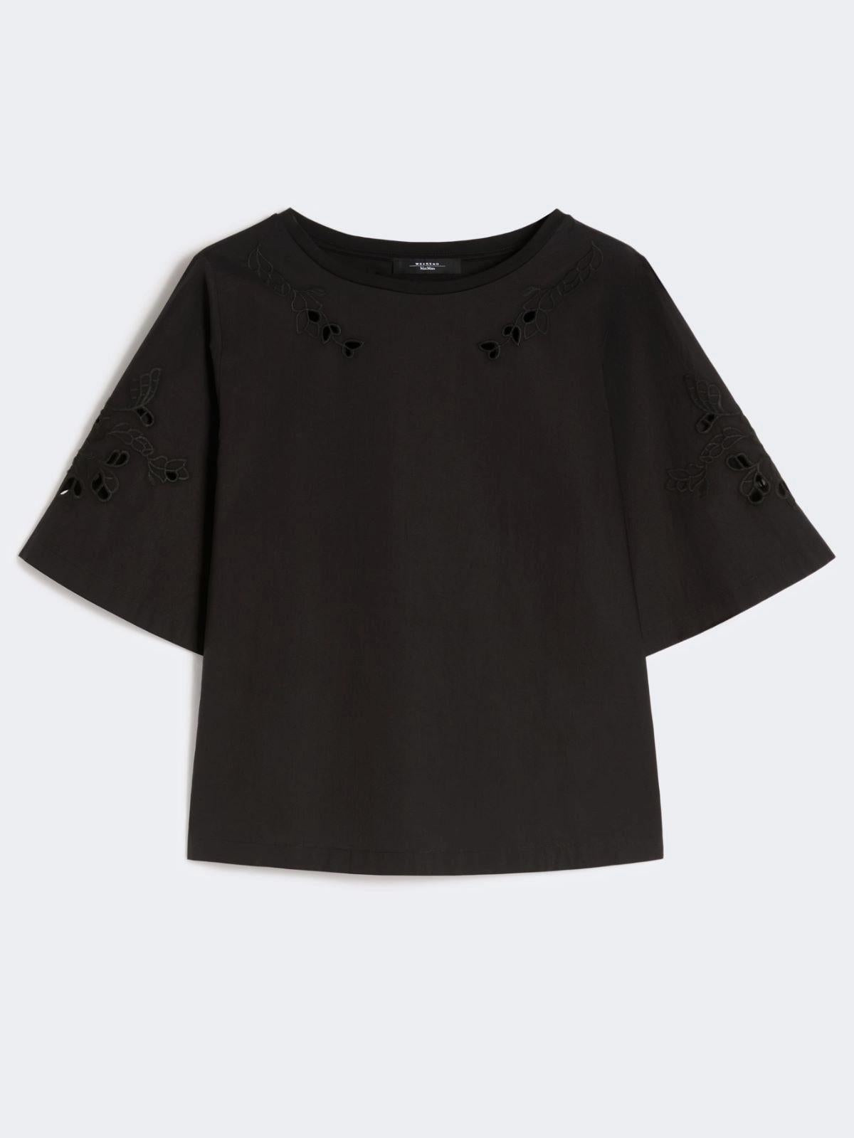 Top in popeline di cotone con ricami -NERO WKDTARGA 002 WEEKEND