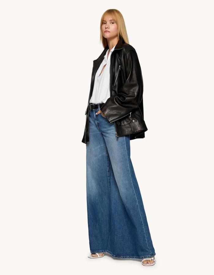 Jeans Marlen wide leg in denim fisso