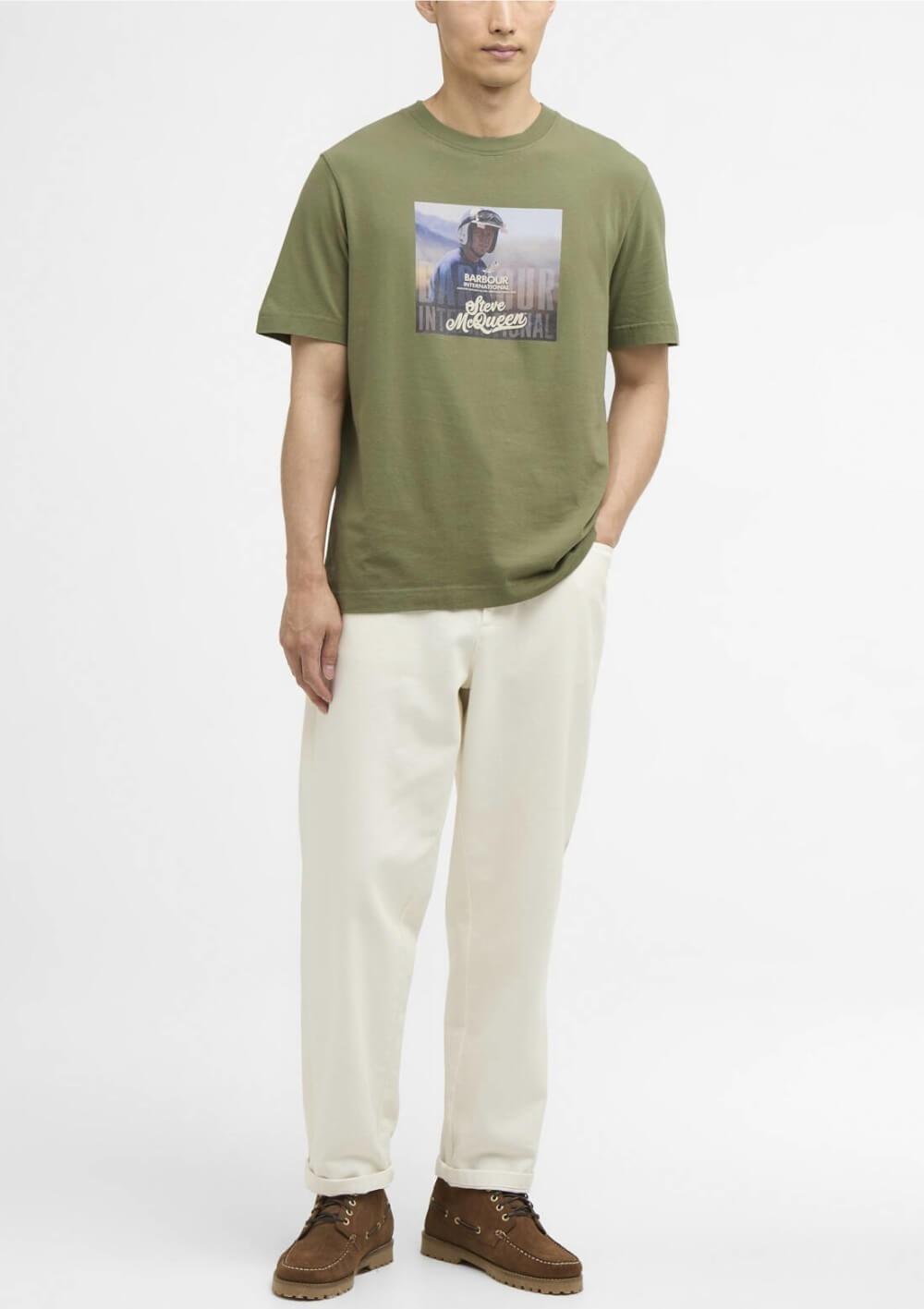 T-shirt con stampa Walde<BR/> MTS1584 OL31 BARBOUR