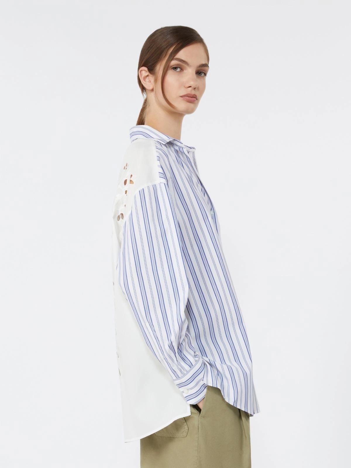 Camicia in cotone a righe e pizzo Sangallo - BLU<BR/> WKDTESSILE 050 WEEKEND