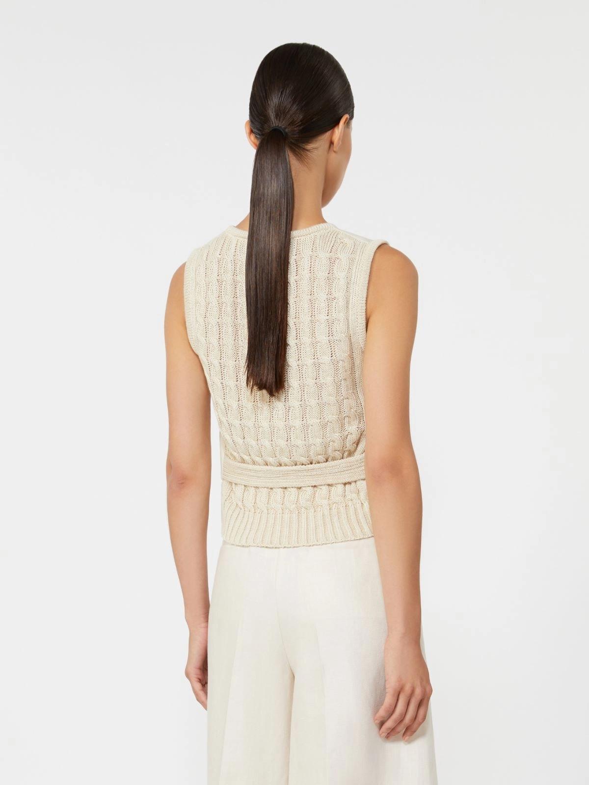 Gilet in lino e maglia a trecce - Beige<BR/> MXMCALIBRI 001 MAX MARA
