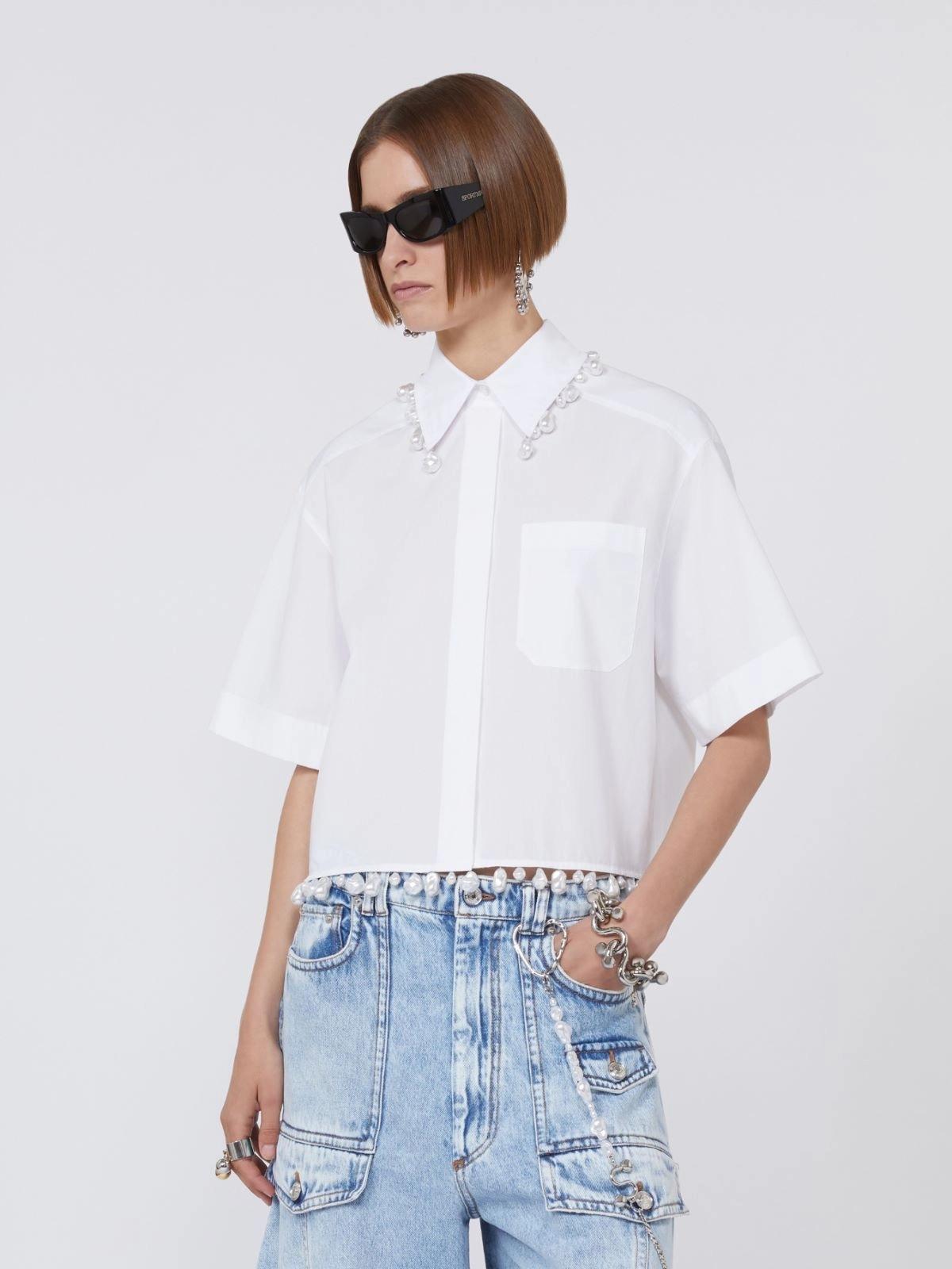 Camicia boxy in cotone - Bianco ottico<BR/> SPXCOGNAC 001 SPORTMAX