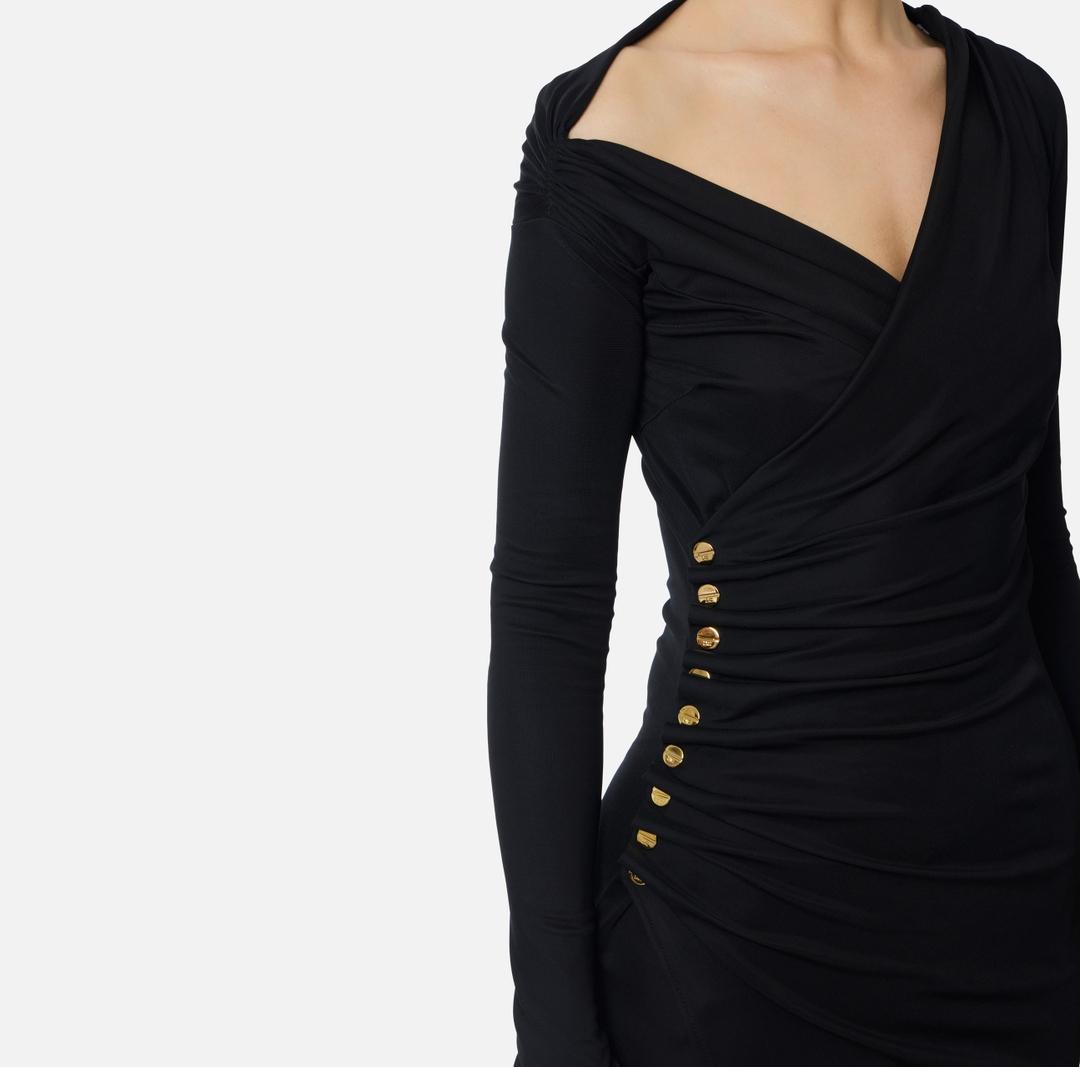 Abito in jersey con bottoni gioiello<BR/> AB82257E2 110 ELISABETTA FRANCHI