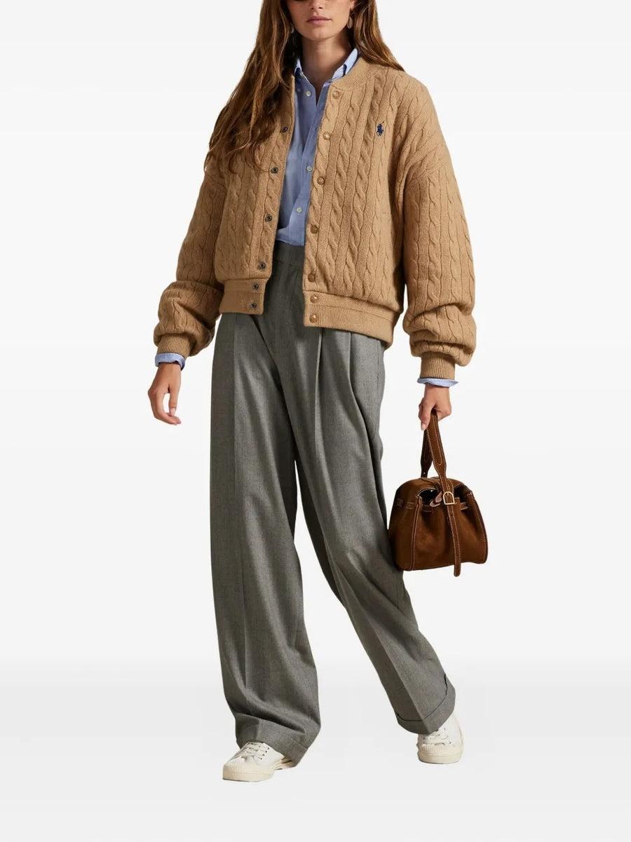 Giacca bomber in lana e cashmere a trecce 211966122 002 RALPH LAUREN