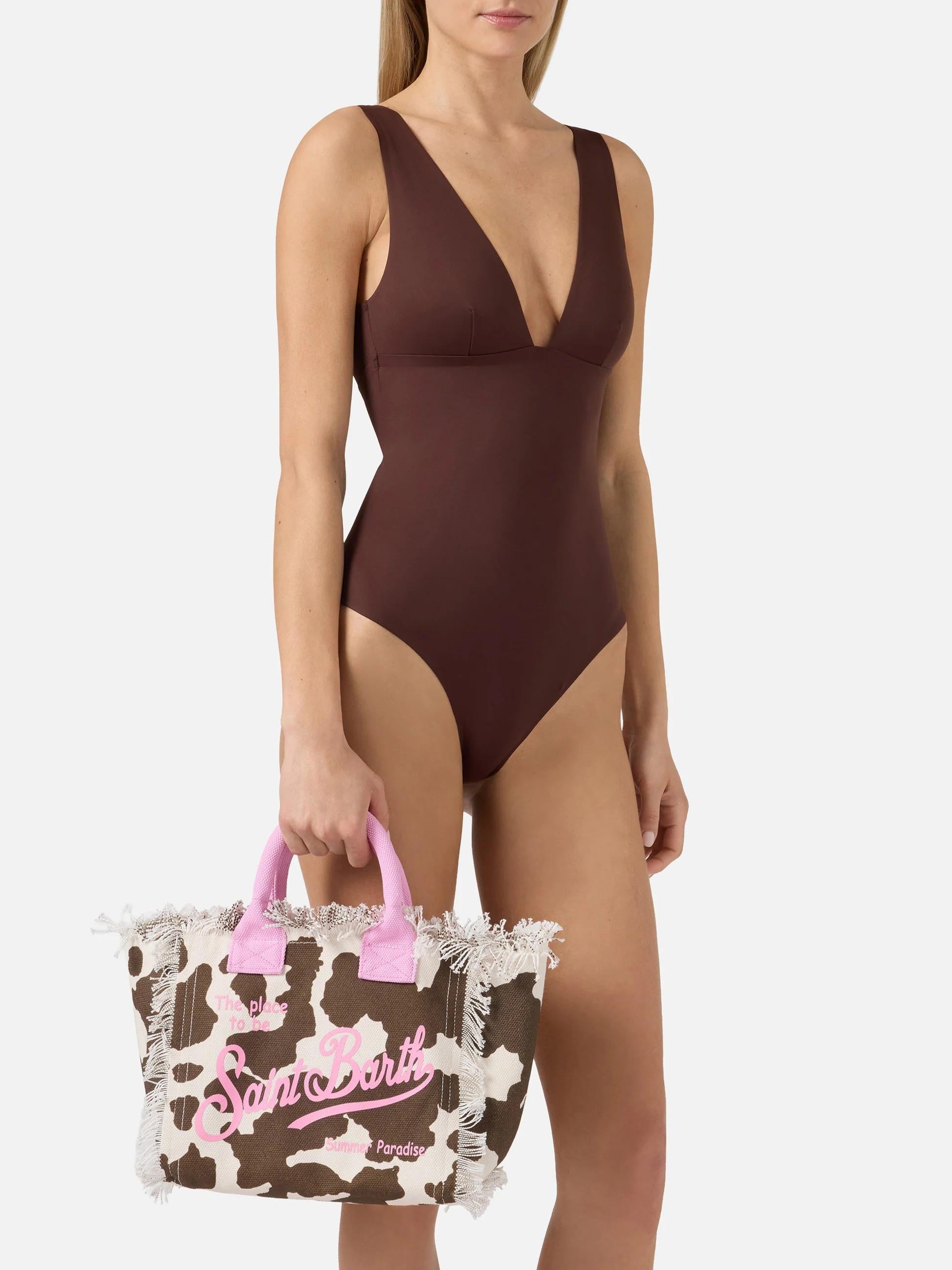 Borsa Colette in canvas con fantasia muccata e dettagli a contrasto<BR/> COL0001 00327L MC2 SAINT BARTH