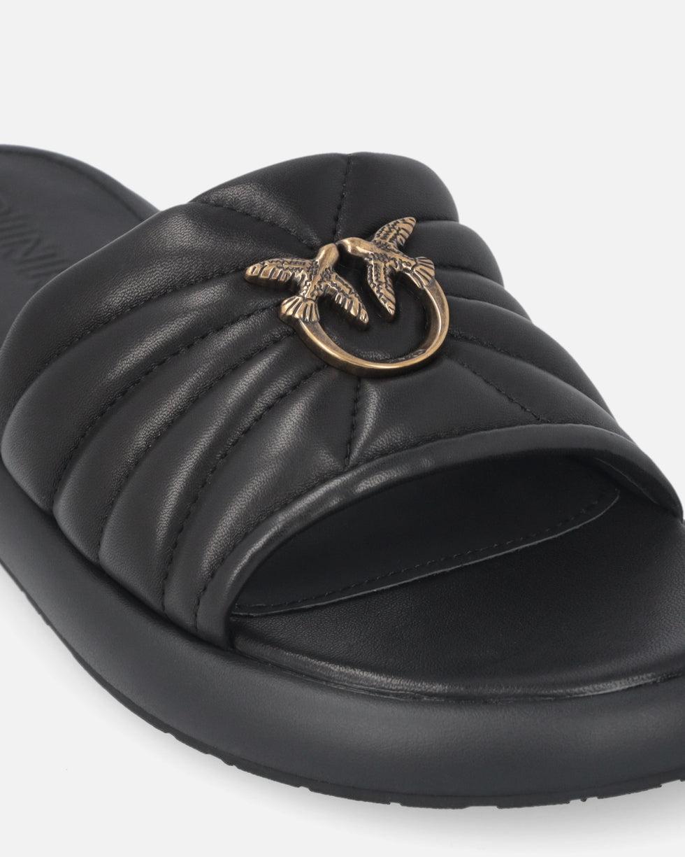 Ciabatte in nappa trapuntata con logo Love Birds<BR/> SD0525P003 Z99 PINKO