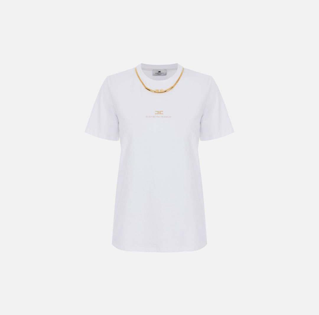 T-shirt in jersey di cotone con collana MA02856E2 270 ELISABETTA FRANCHI