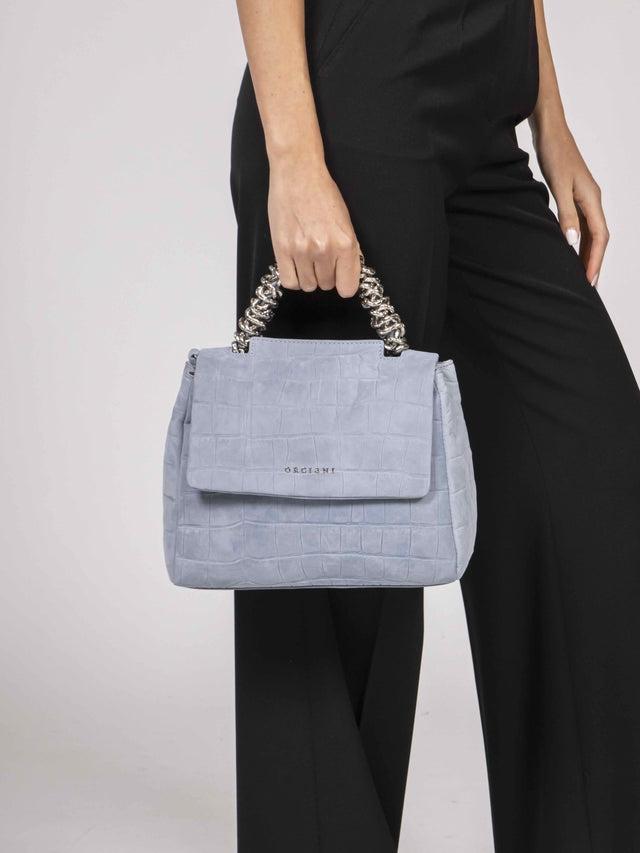 Borsa Sveva Twilight Piccola a mano in nabuk stampa cocco B01999TWL CIELO ORCIANI