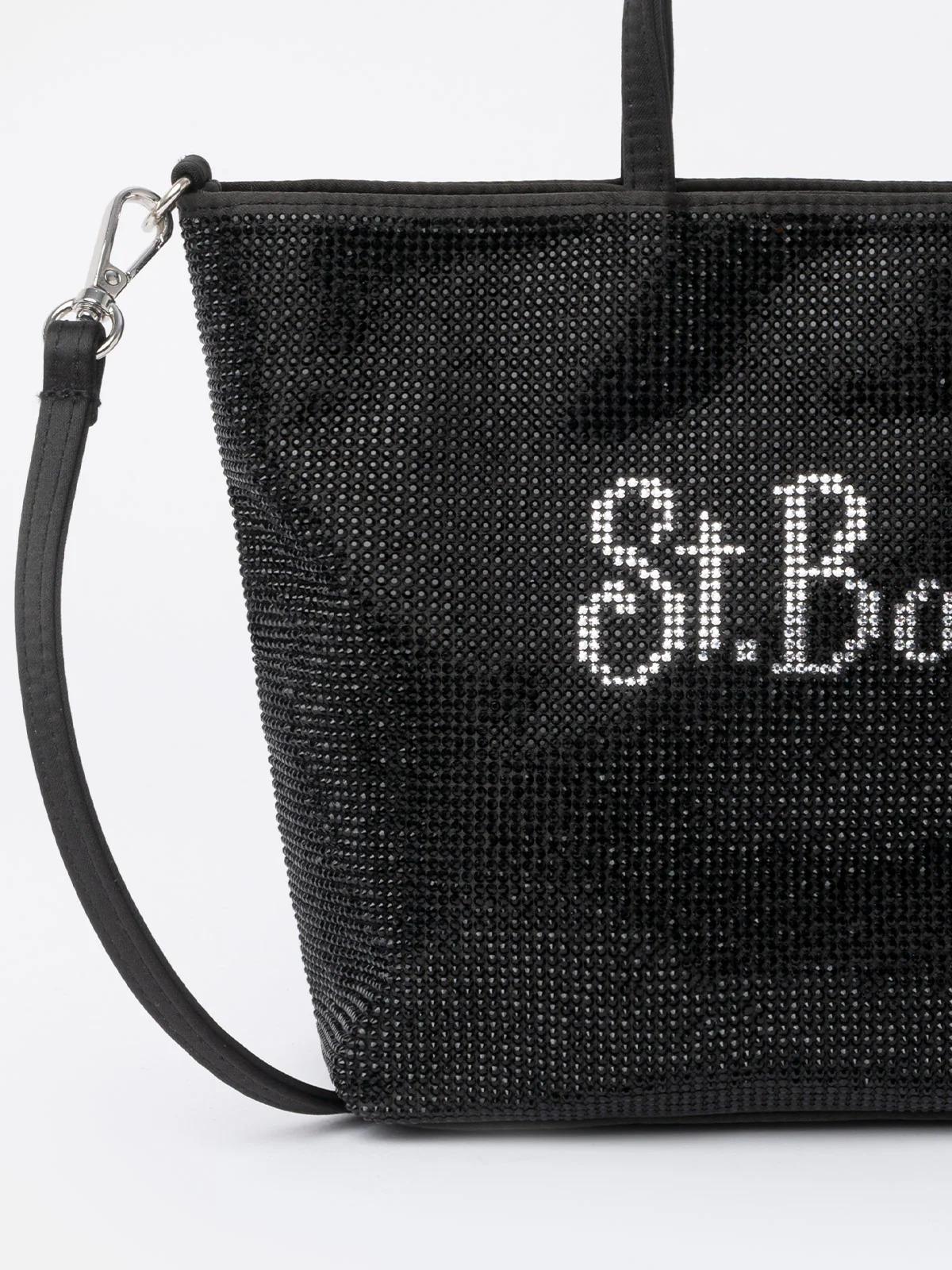 Mini borsa con strass neri<BR/> SBM0001 00236I MC2 SAINT BARTH