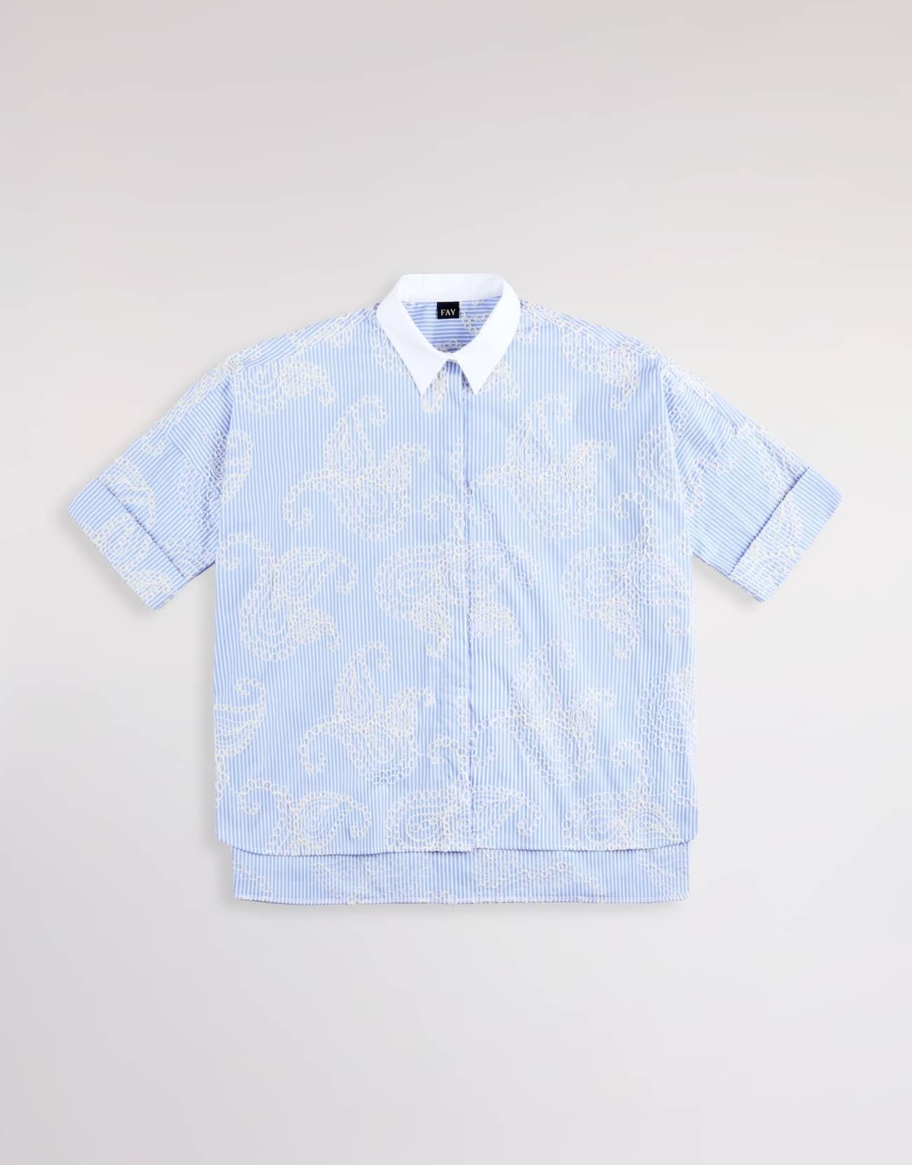 Camicia Comfort Fit in Popeline<BR/> NCWA552552SZDI 013H FAY