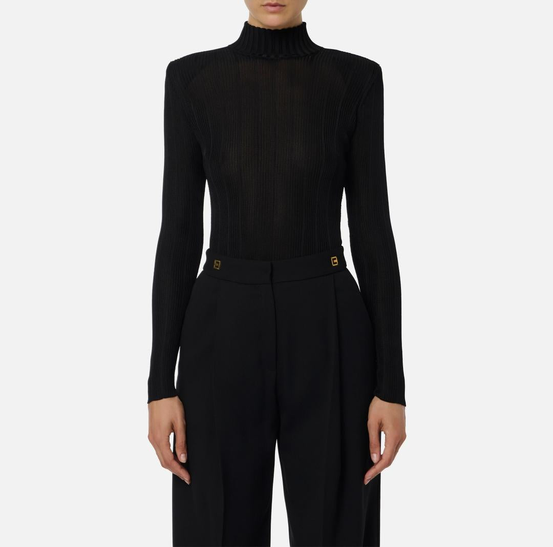 Maglia in filato di viscosa con dettagli logo MK22S56E2 110 ELISABETTA FRANCHI