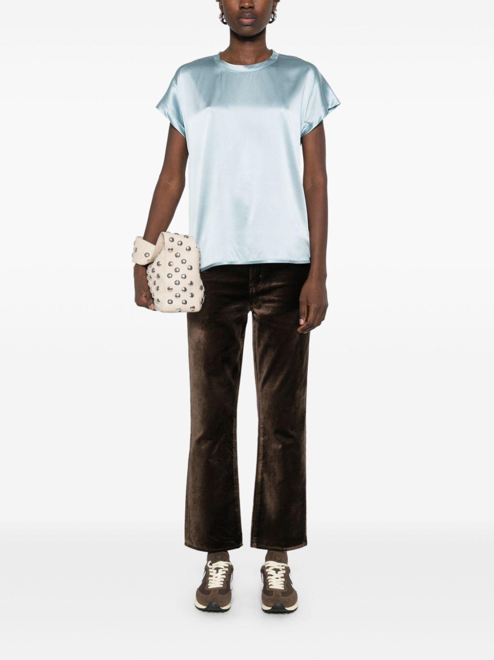 Blusa donna in satin maniche ad aletta