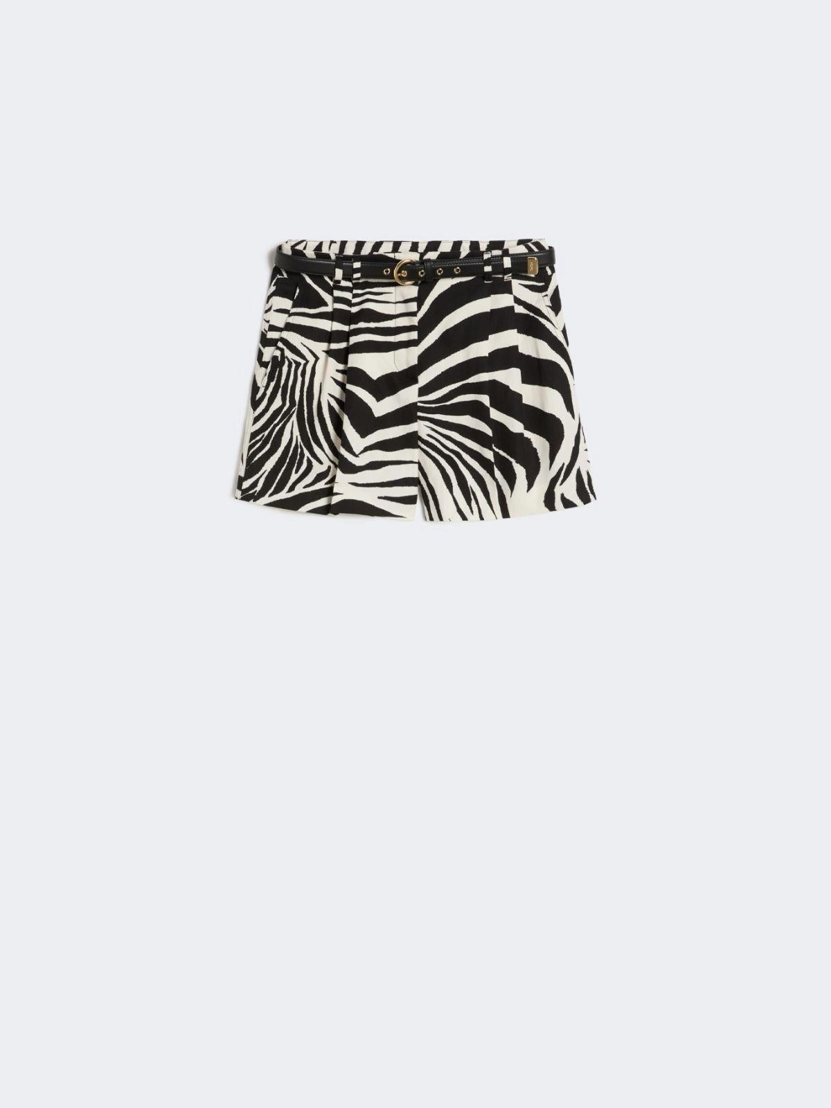 Short in lino e cotone stampato - Nero<BR/> MSTNOVELLA 001 MAX MARA STUDIO