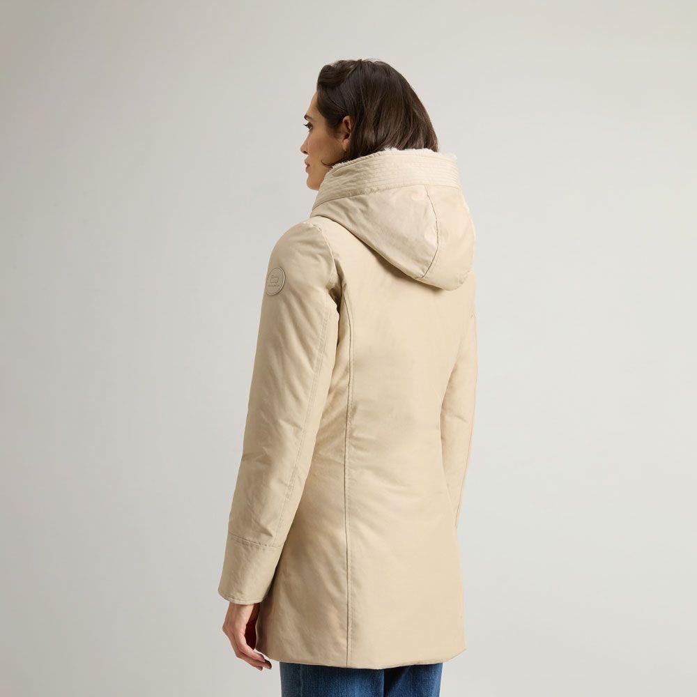 Boulder Parka in Ramar Cloth con cappuccio e collo removibile in pelliccia sintetica<BR/> CFWWOU0724FRUT0001 OXT WOOLRICH