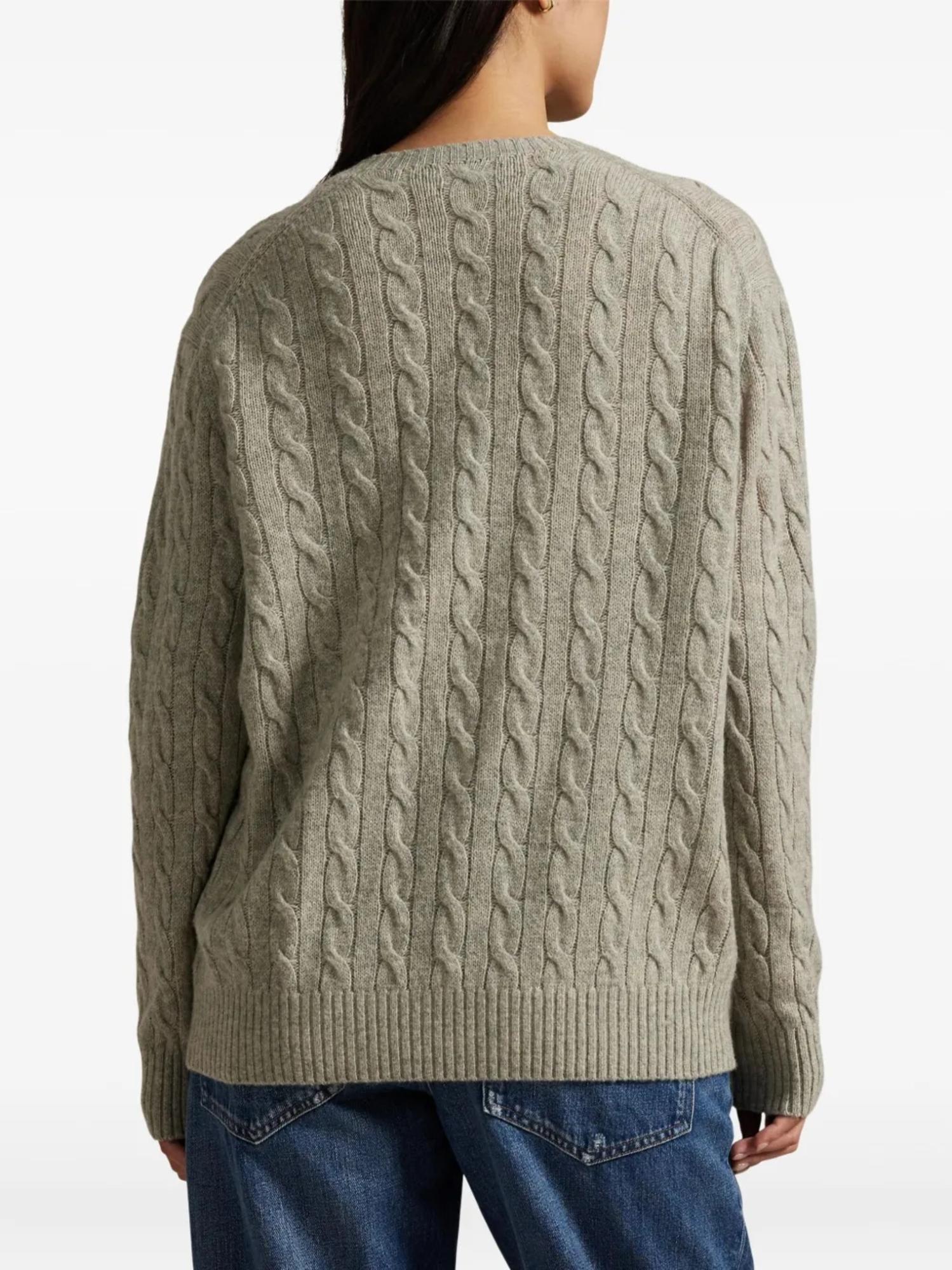 CARDIGAN IN LANA E CASHMERE A TRECCIA<BR/> 211978313 002 RALPH LAUREN