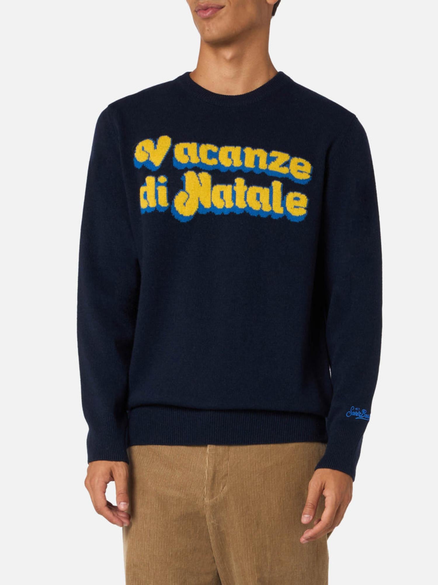 Maglione uomo in misto lana collo a giro
