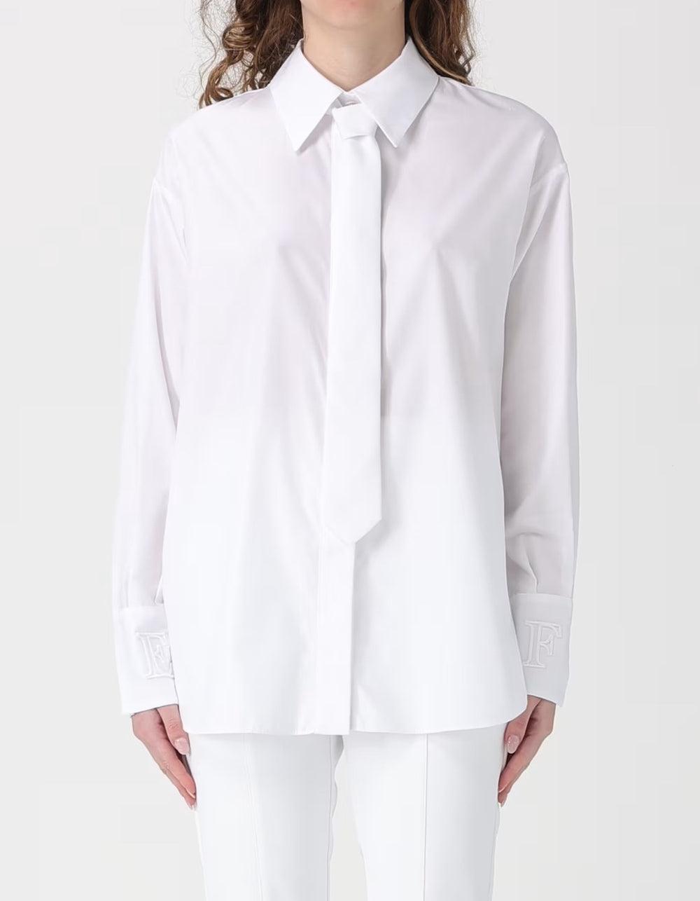 Camicia in cotone con cravatta<BR/> CA15261E2 100 ELISABETTA FRANCHI