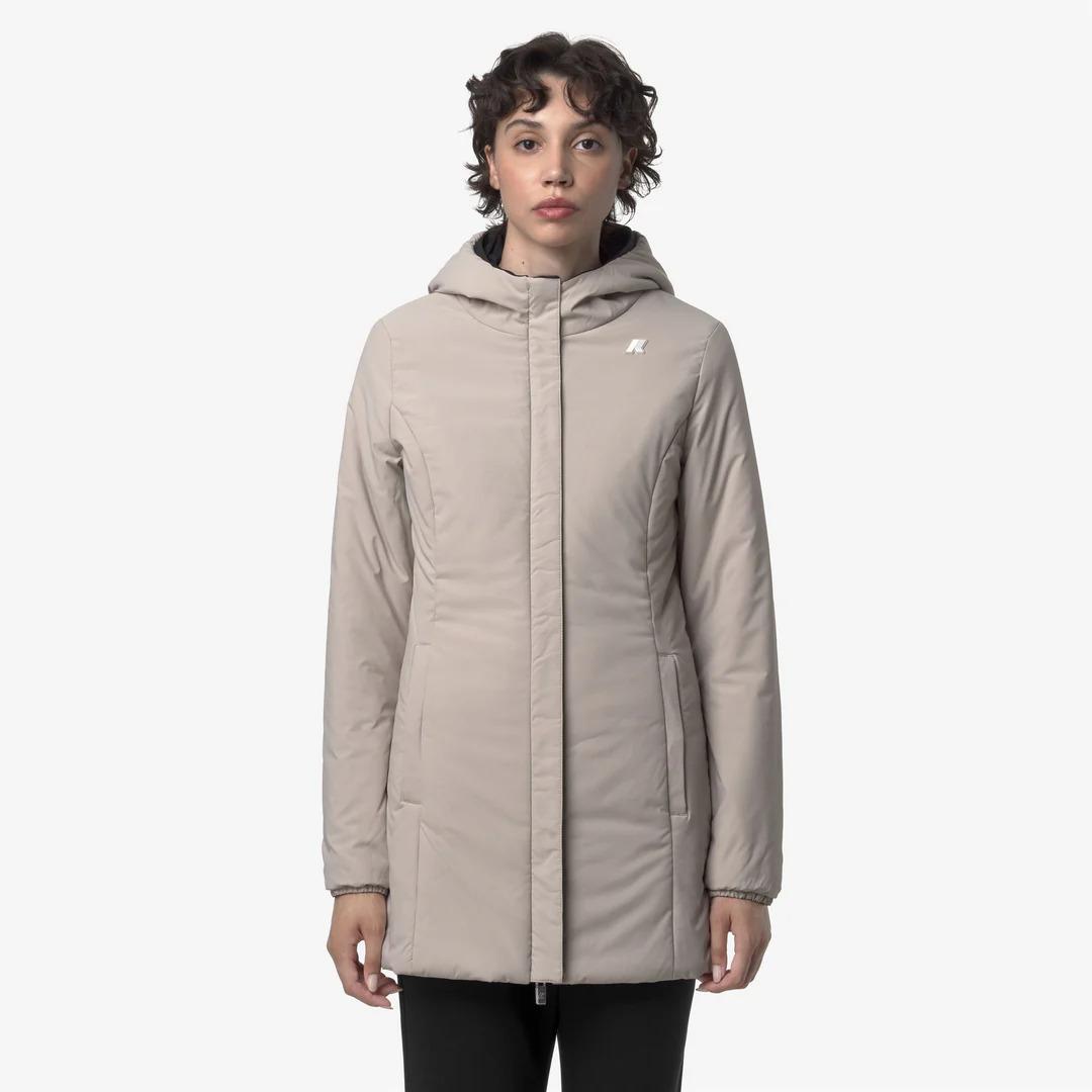 DENISE ST WARM REVERSIBLE<BR/>BLACK PURE-BEIGE CASHMERE<BR/>Giacca termica reversibile beige nera da donna K6128UW BC9 K-WAY