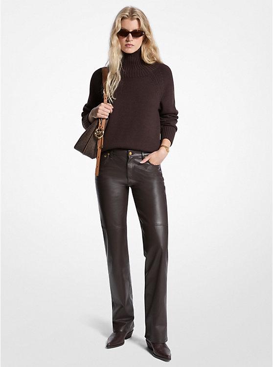 Pantaloni in pelle a gamba dritta MT530UWFAF 201 MICHAEL KORS