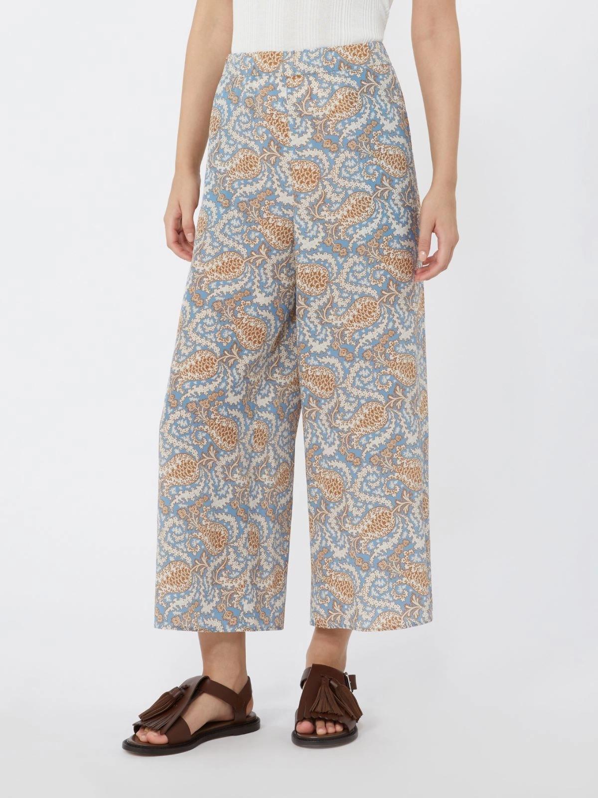 Pantalone in crêpe de Chine stampata - AZZURRO<BR/> WKDNIRVANA 011 WEEKEND