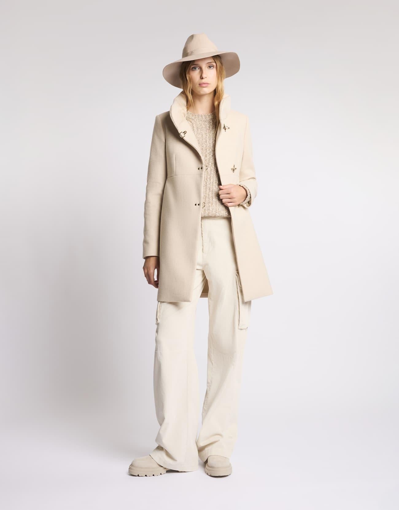 Romantic Coat in Panno di Lana Mélange<BR/> NAW5051Y050XMY C002 FAY