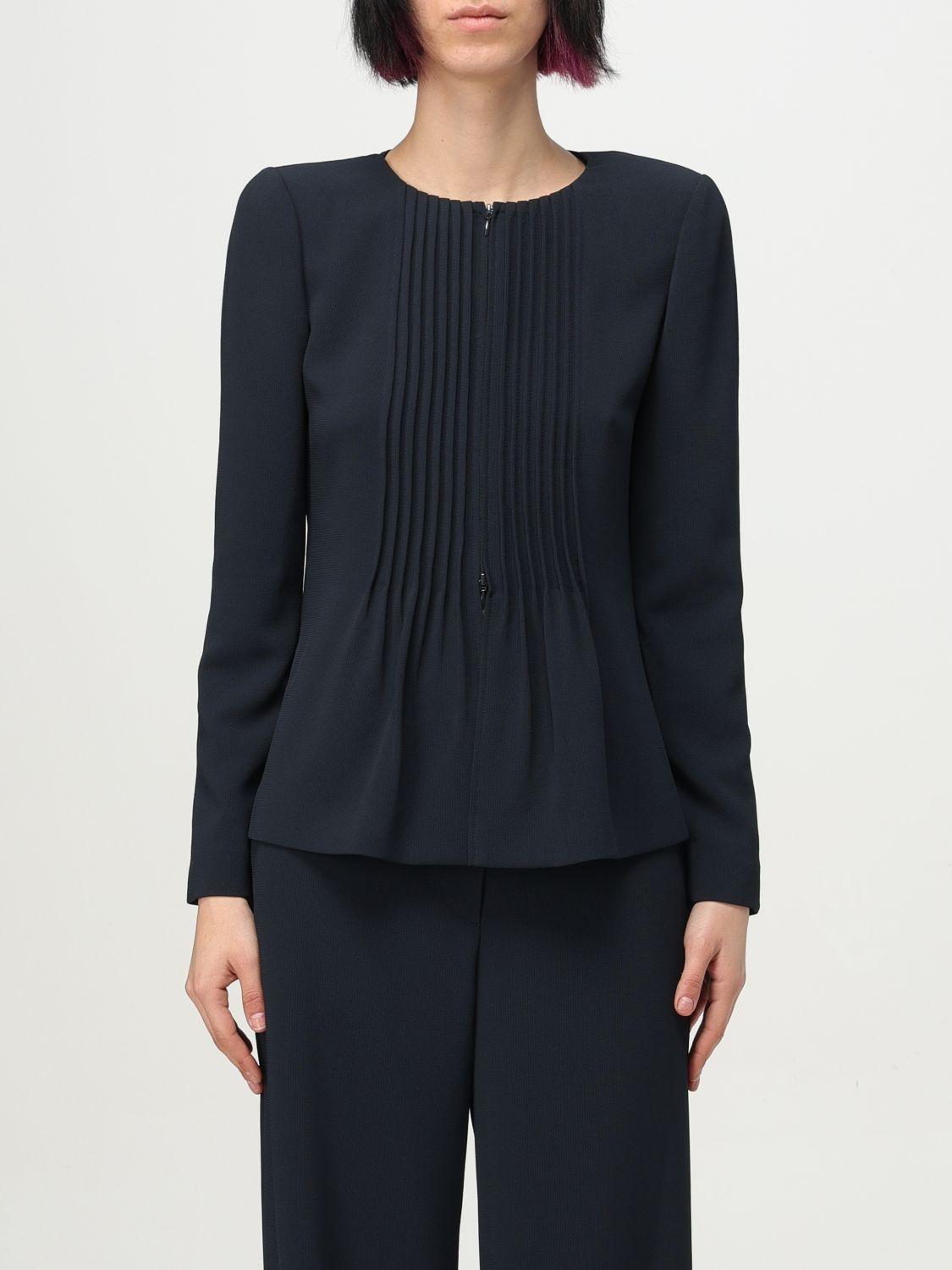 Giacca girocollo con plissé frontale EW000850AF12514 UB115 ARMANI
