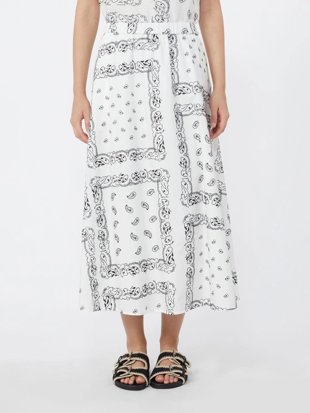 Gonna midi in popeline di cotone - BIANCO<BR/> WKDCARAVAN 001 WEEKEND