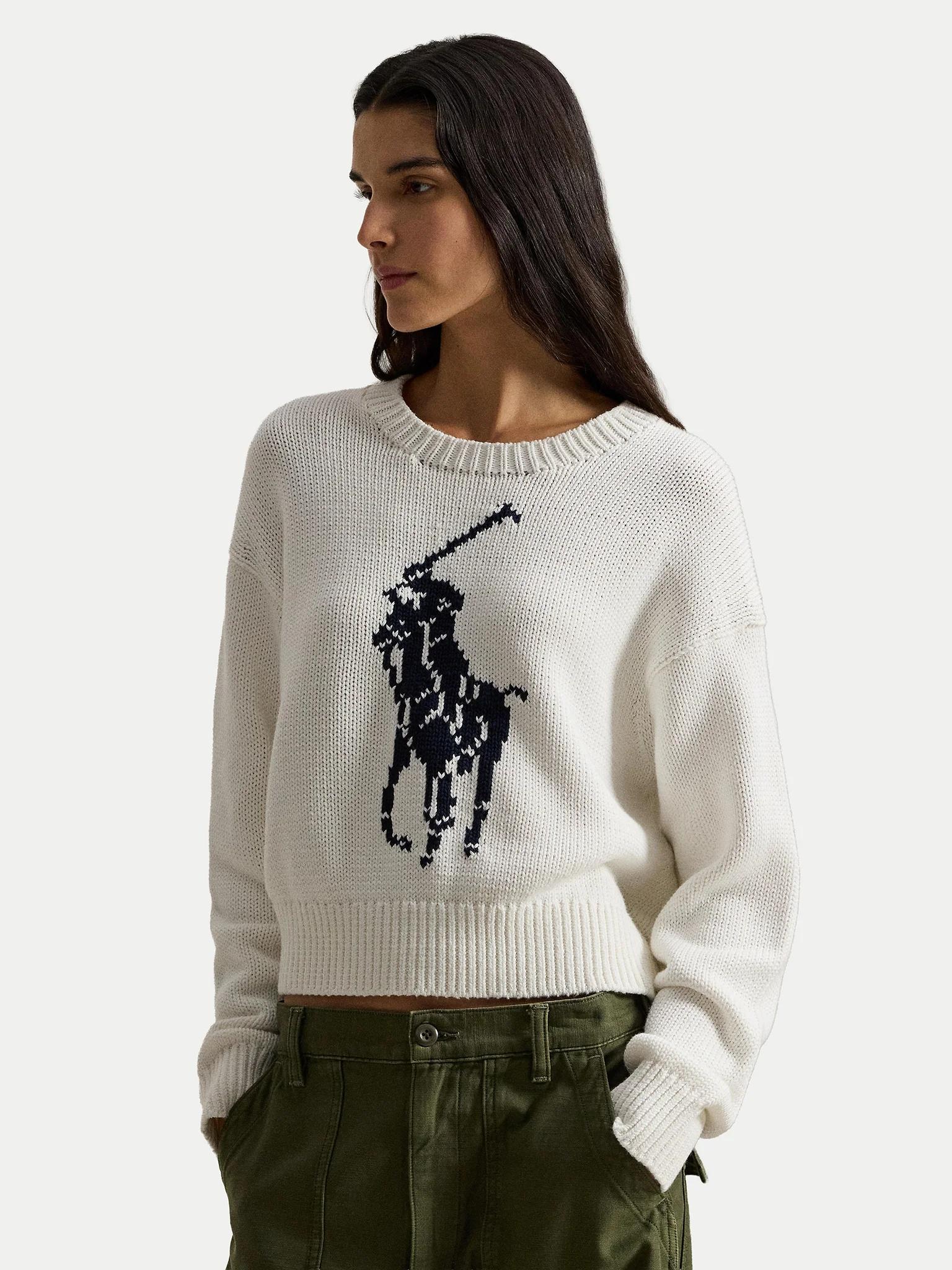 Maglione in cotone con Big Pony 211A96234 002 RALPH LAUREN