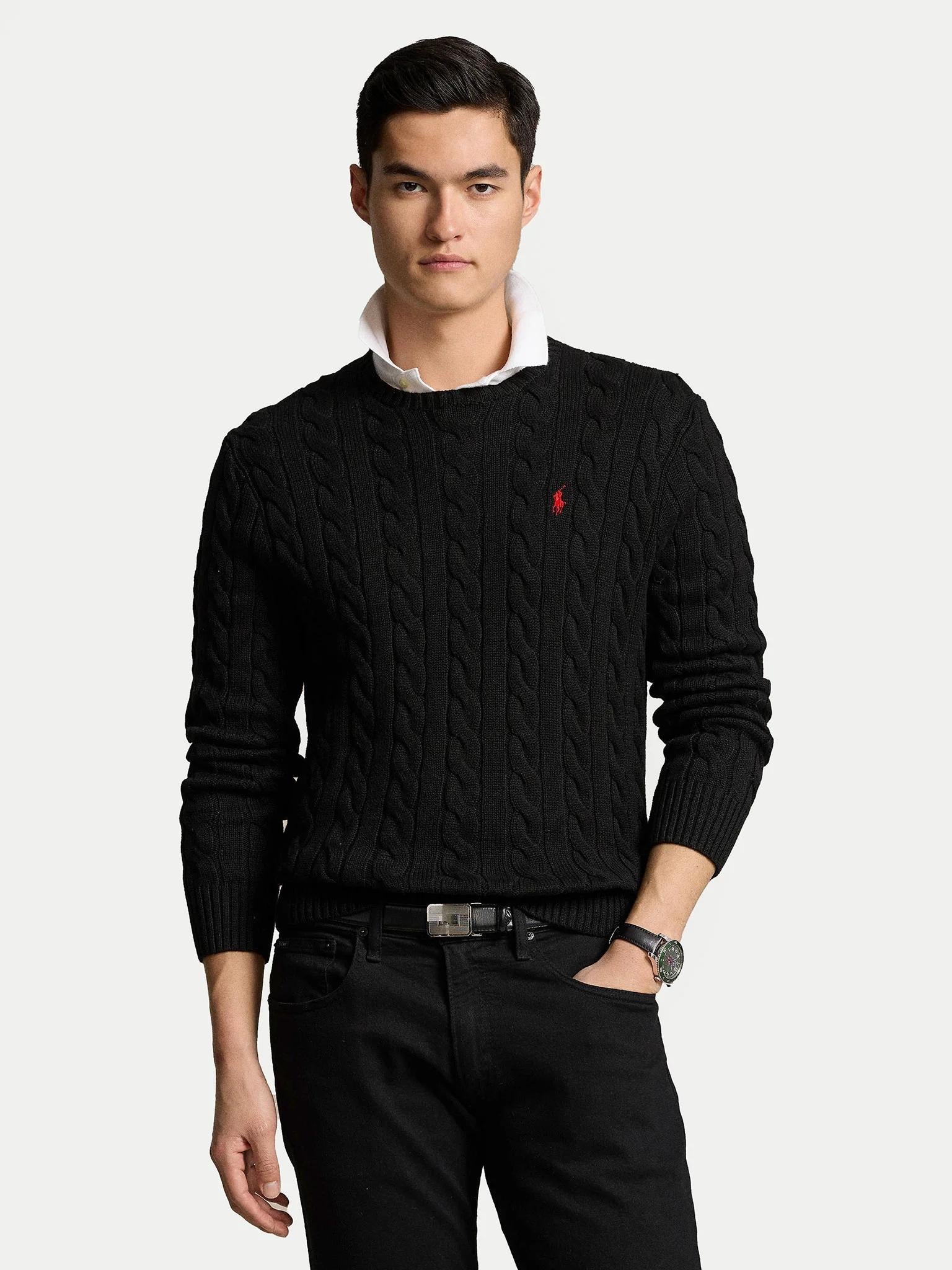 Maglia uomo in cotone motivo a trecce 710775885 012 RALPH LAUREN