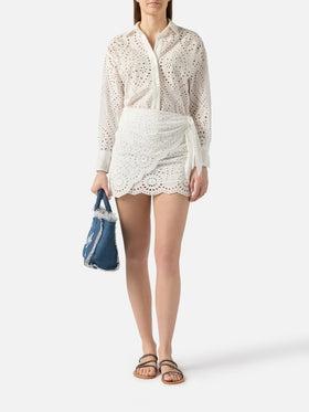 Gonna Nyra corta in sangallo bianco<BR/> NYR0001 01000L MC2 SAINT BARTH