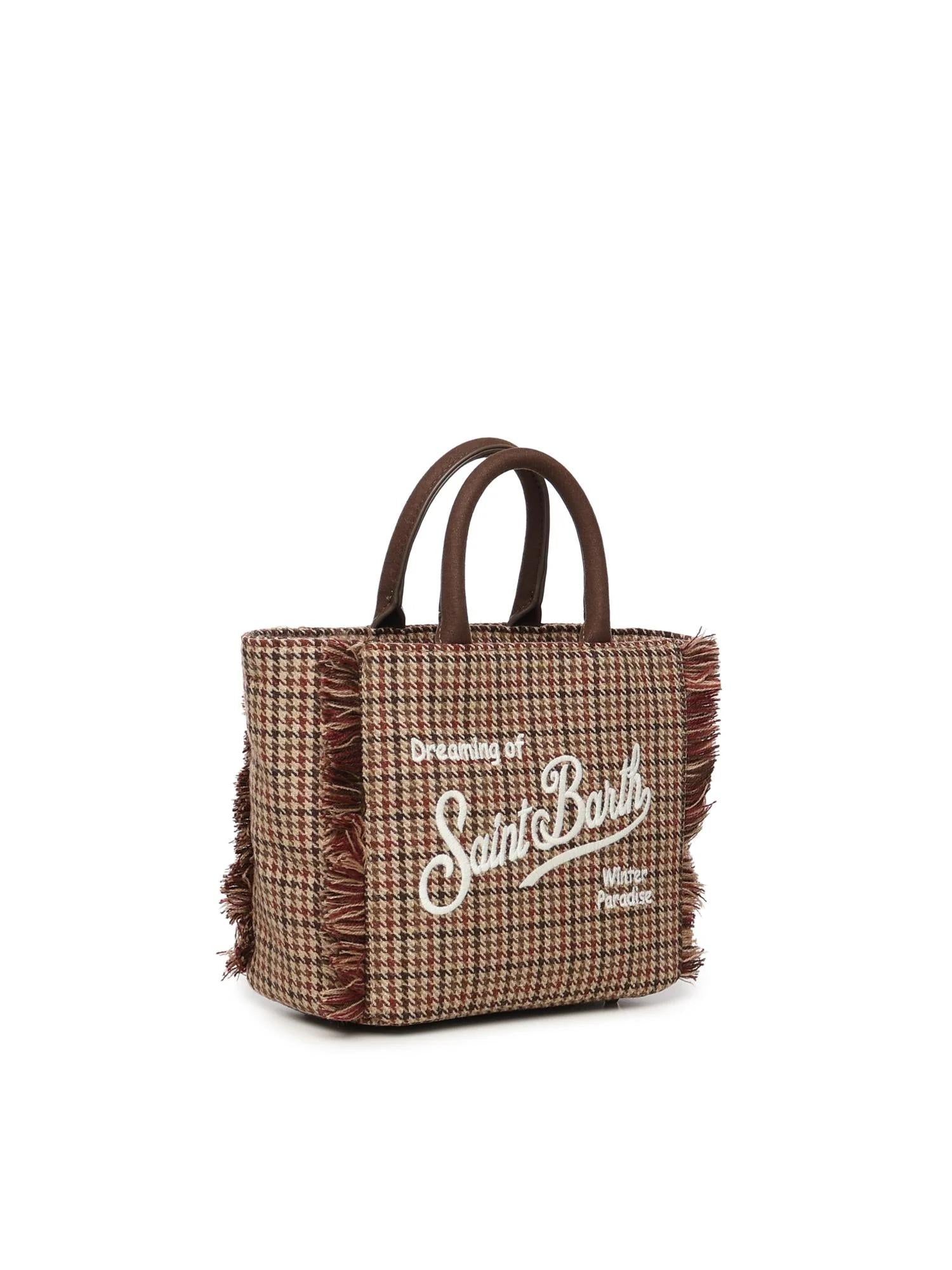 Borsa a mano Mini Vanity in lana con motivo pied de poule VAMI023 00282I MC2 SAINT BARTH