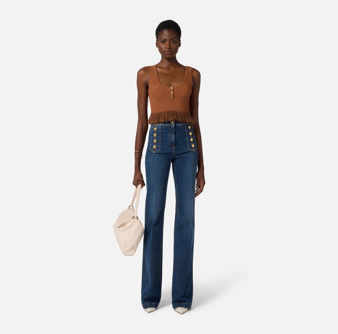 Top in maglia à jour<BR/> TK74B61E2 600 ELISABETTA FRANCHI